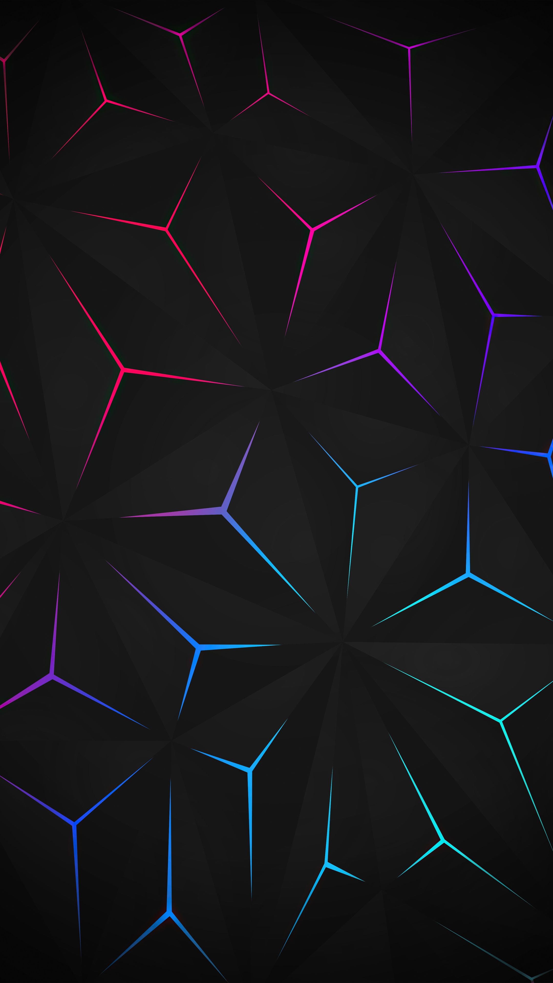 Abstract geometric pattern with neon light accents 4K HD Phone Wallpaper