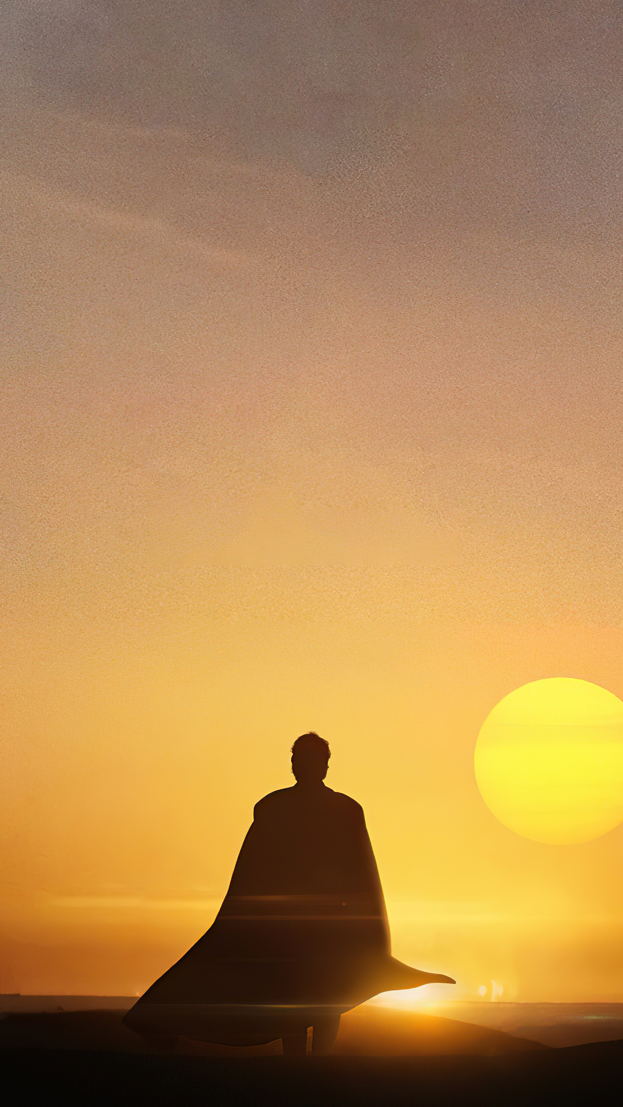 Superman silhouette against a sunset HD Phone Wallpaper