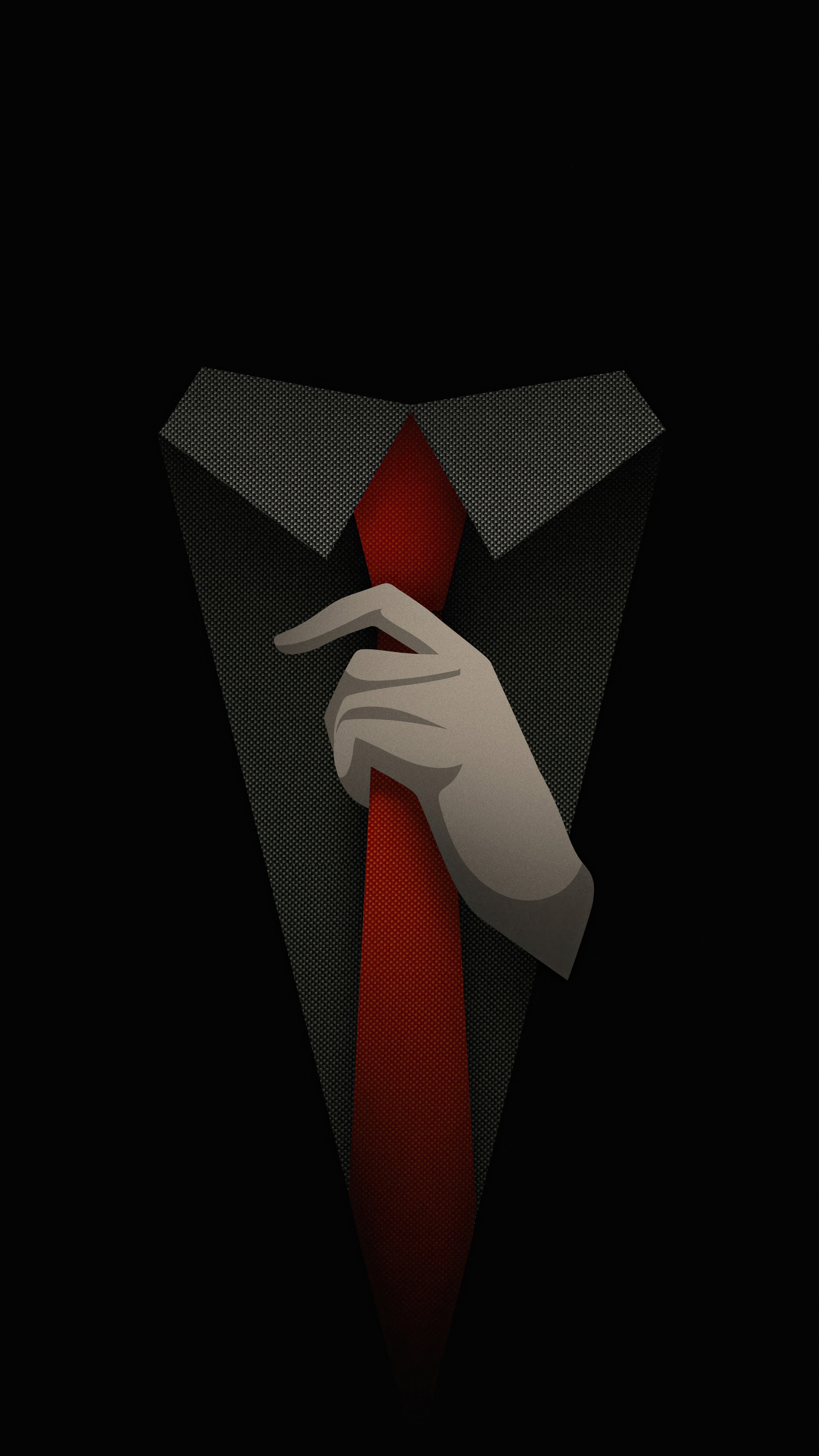 Minimalist artwork of a hand adjusting a red tie on a suit HD Phone Wallpaper