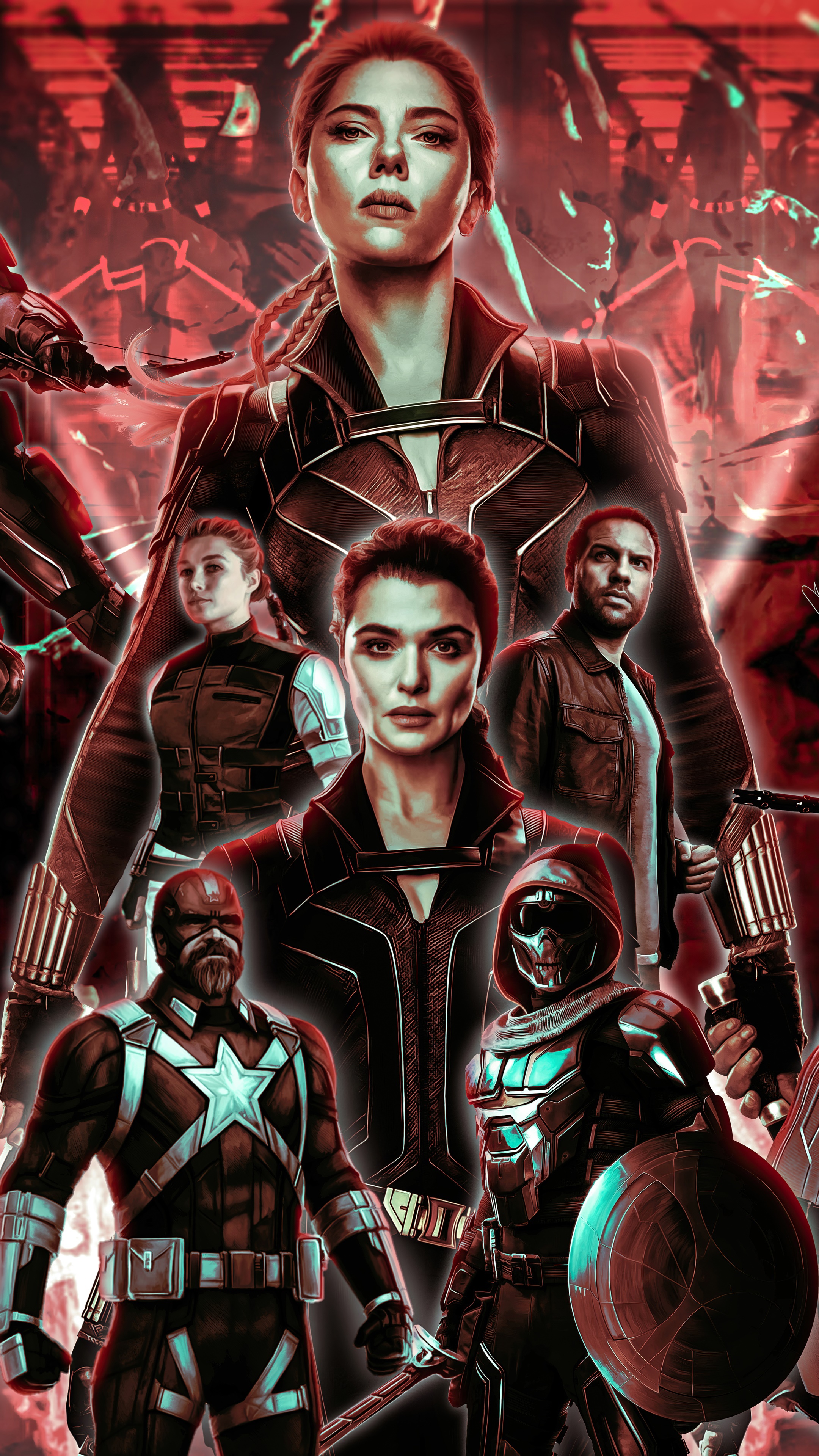 Black Widow characters artwork 4K HD Phone Wallpaper