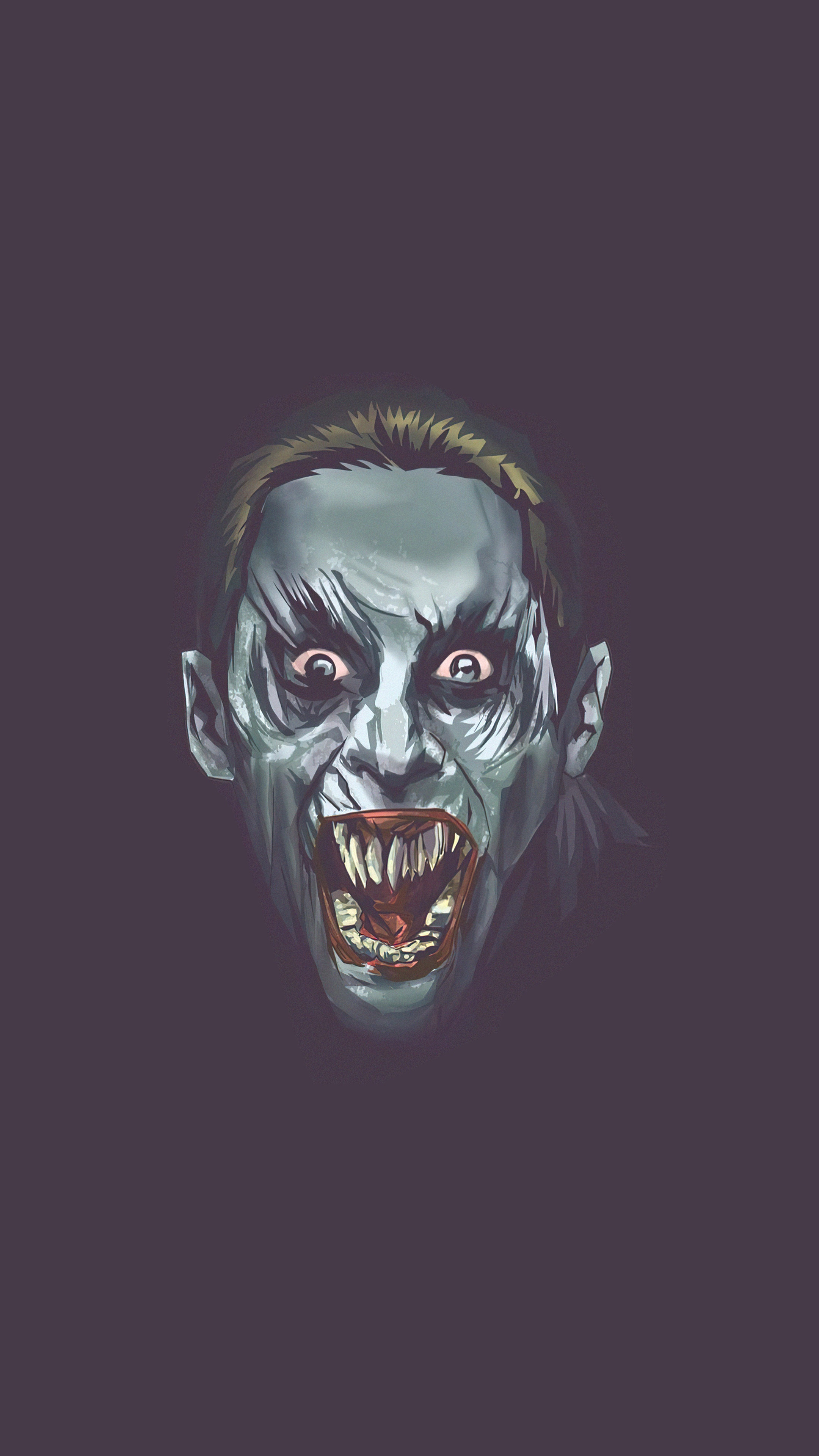 Scary vampire face with sharp teeth 4K HD Phone Wallpaper