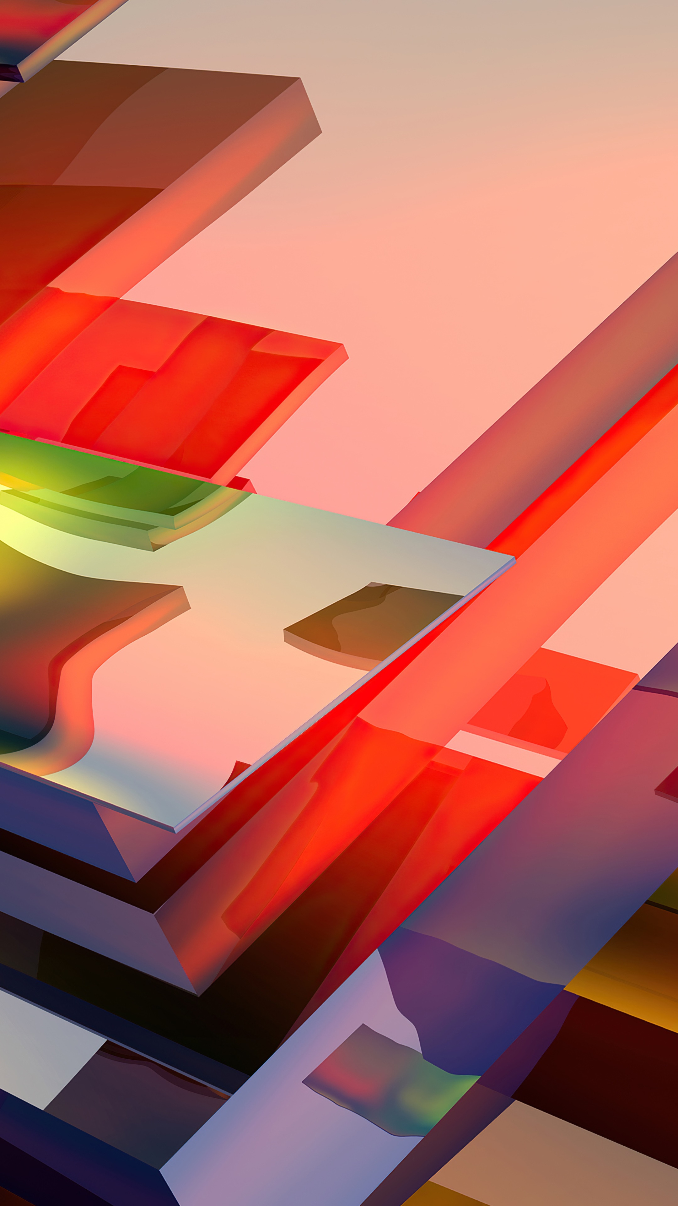 Abstract digital art with geometric shapes and reflections HD Phone Wallpaper