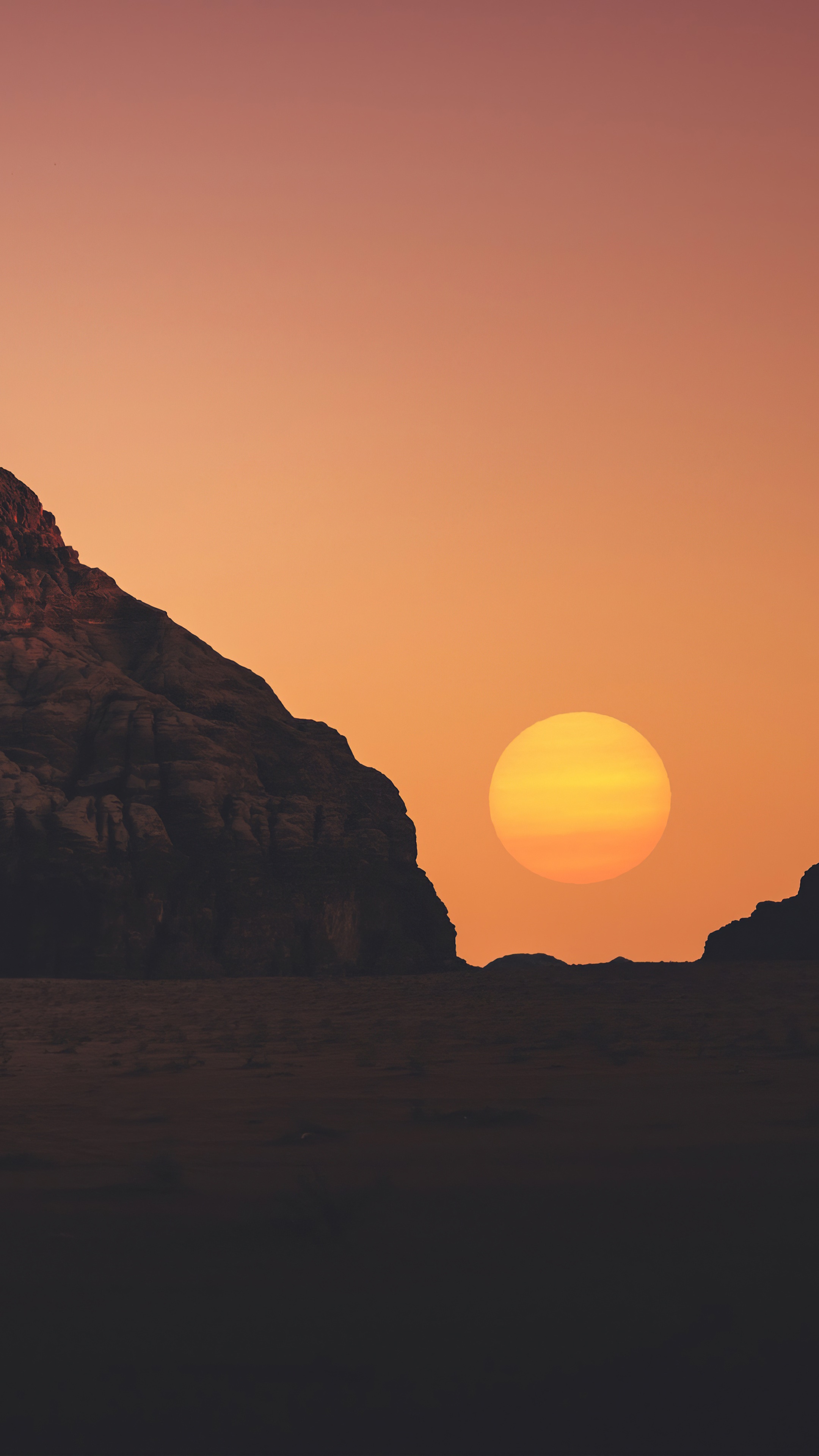 Sunset over rocky desert landscape 4K HD Phone Wallpaper