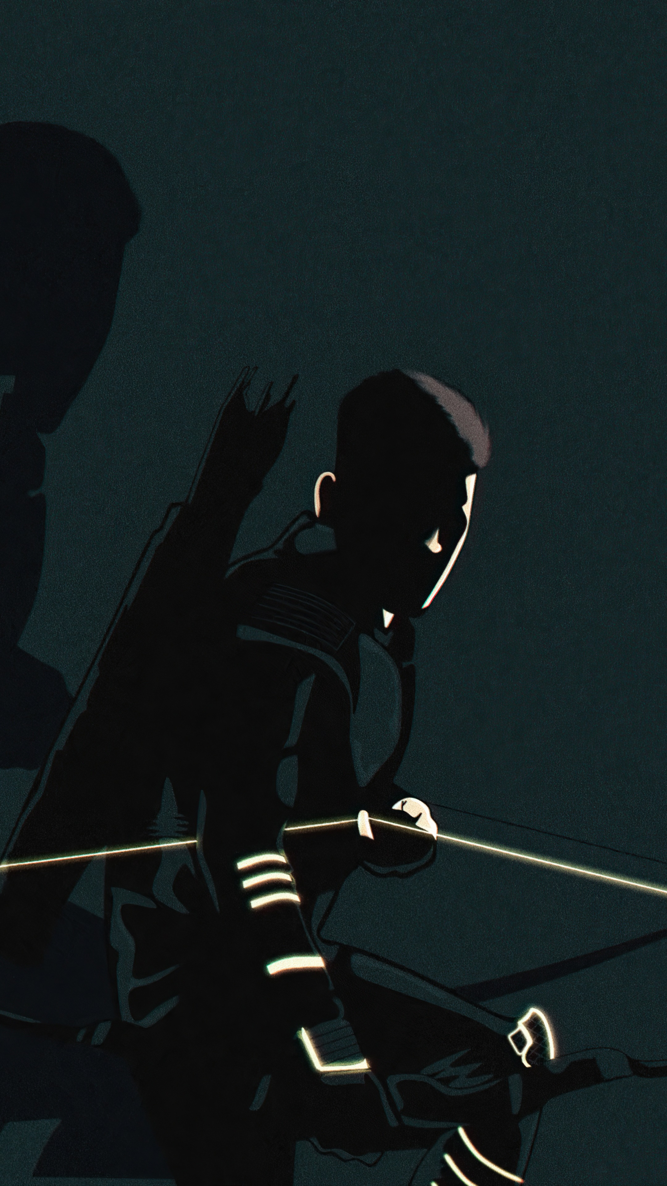 Minimalist artwork of Hawkeye with bow and arrow HD Phone Wallpaper