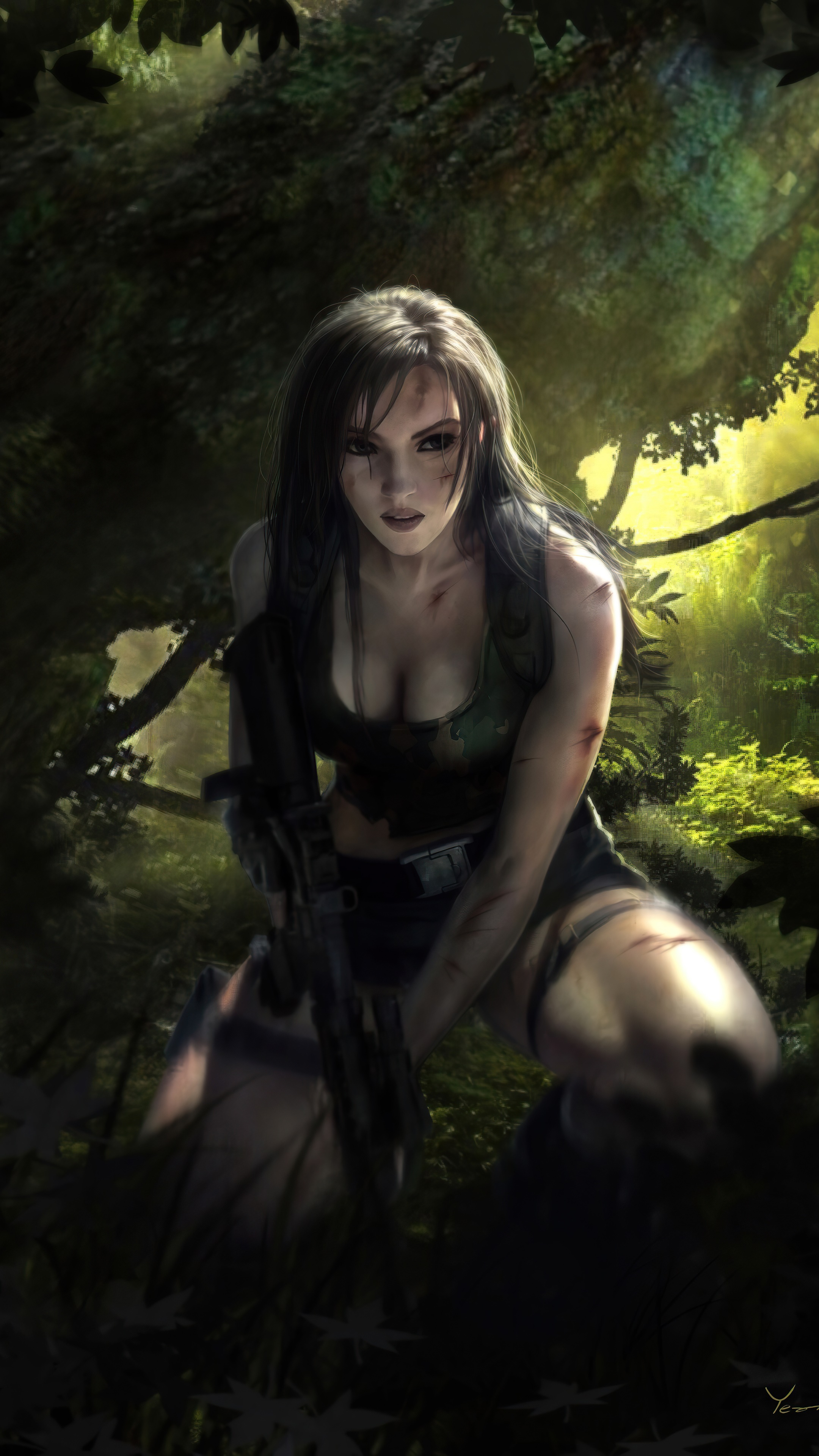 Lara Croft from Tomb Raider artwork HD Phone Wallpaper