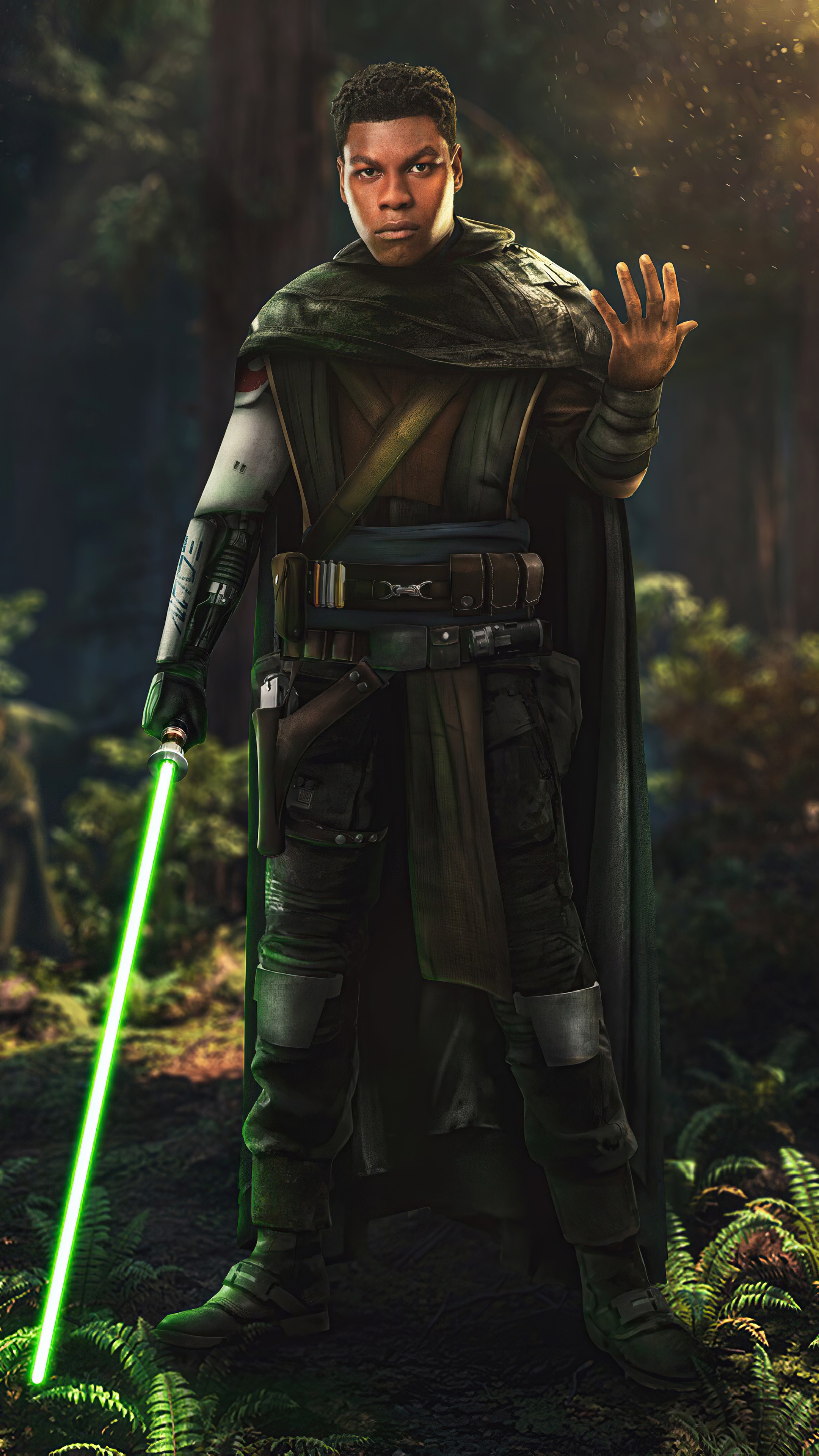 Finn from Star Wars holding a lightsaber HD Phone Wallpaper