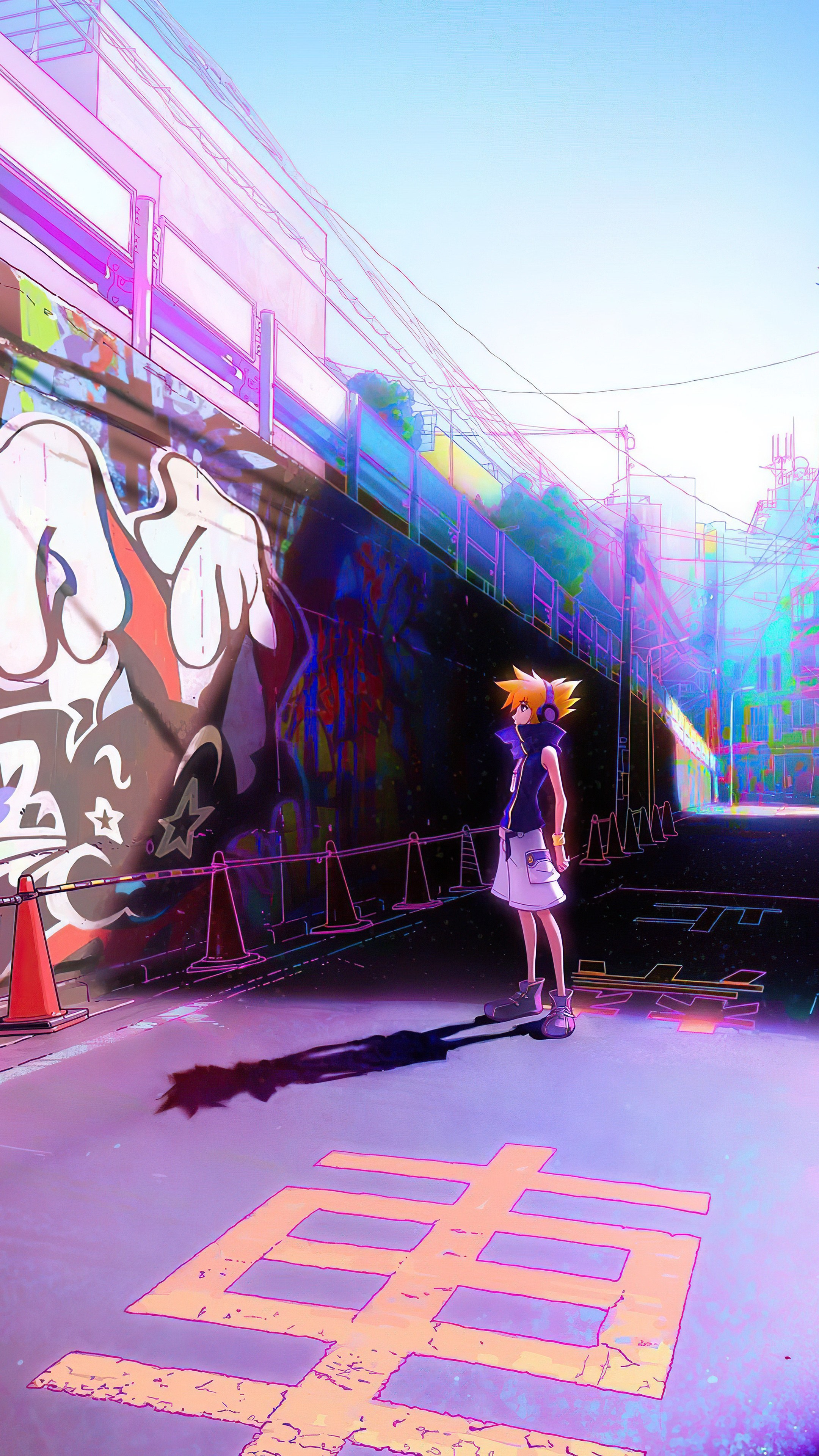 Neku Sakuraba from The World Ends With You graffiti alley HD Phone Wallpaper