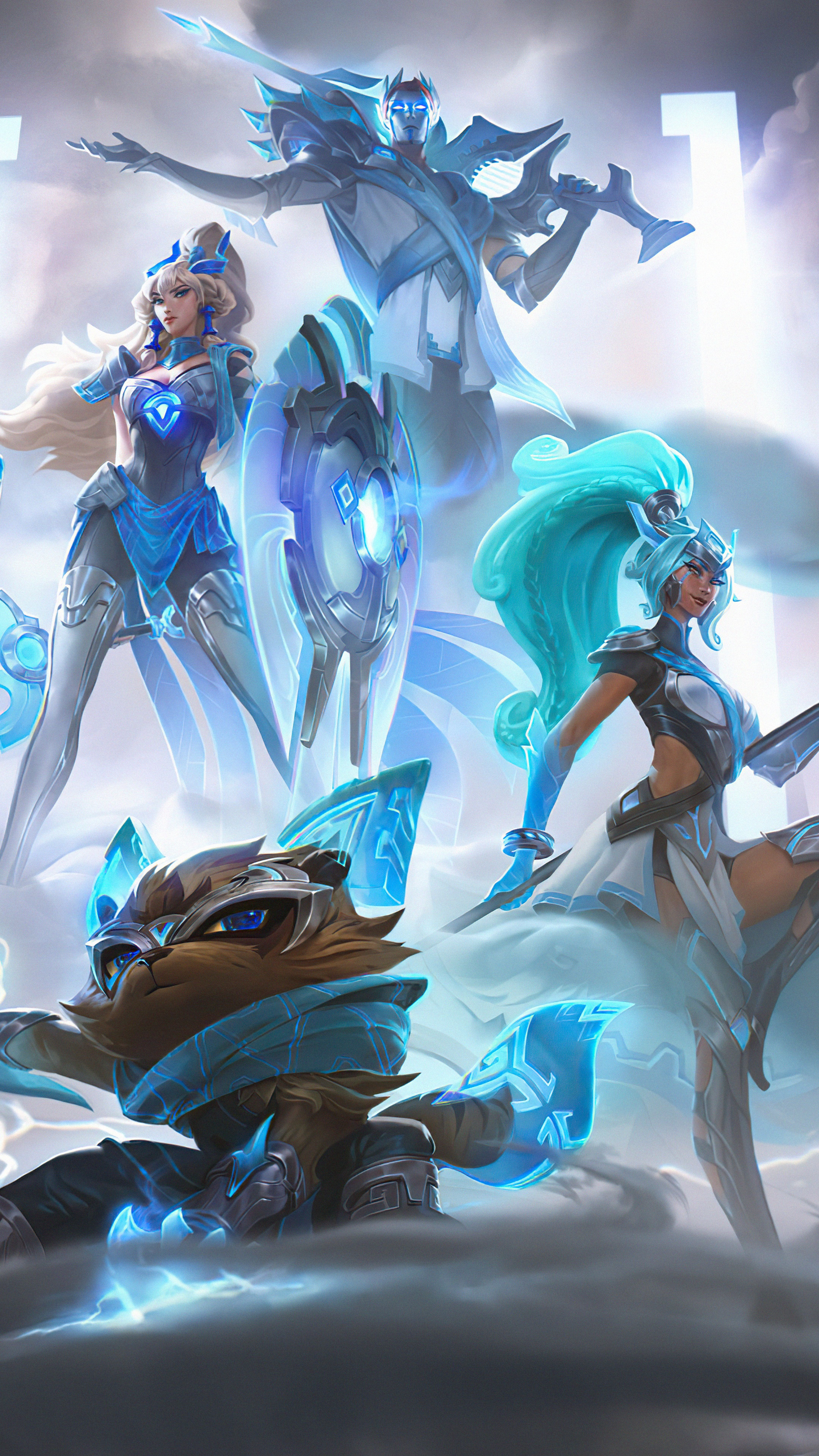 League of Legends characters in celestial armor HD Phone Wallpaper