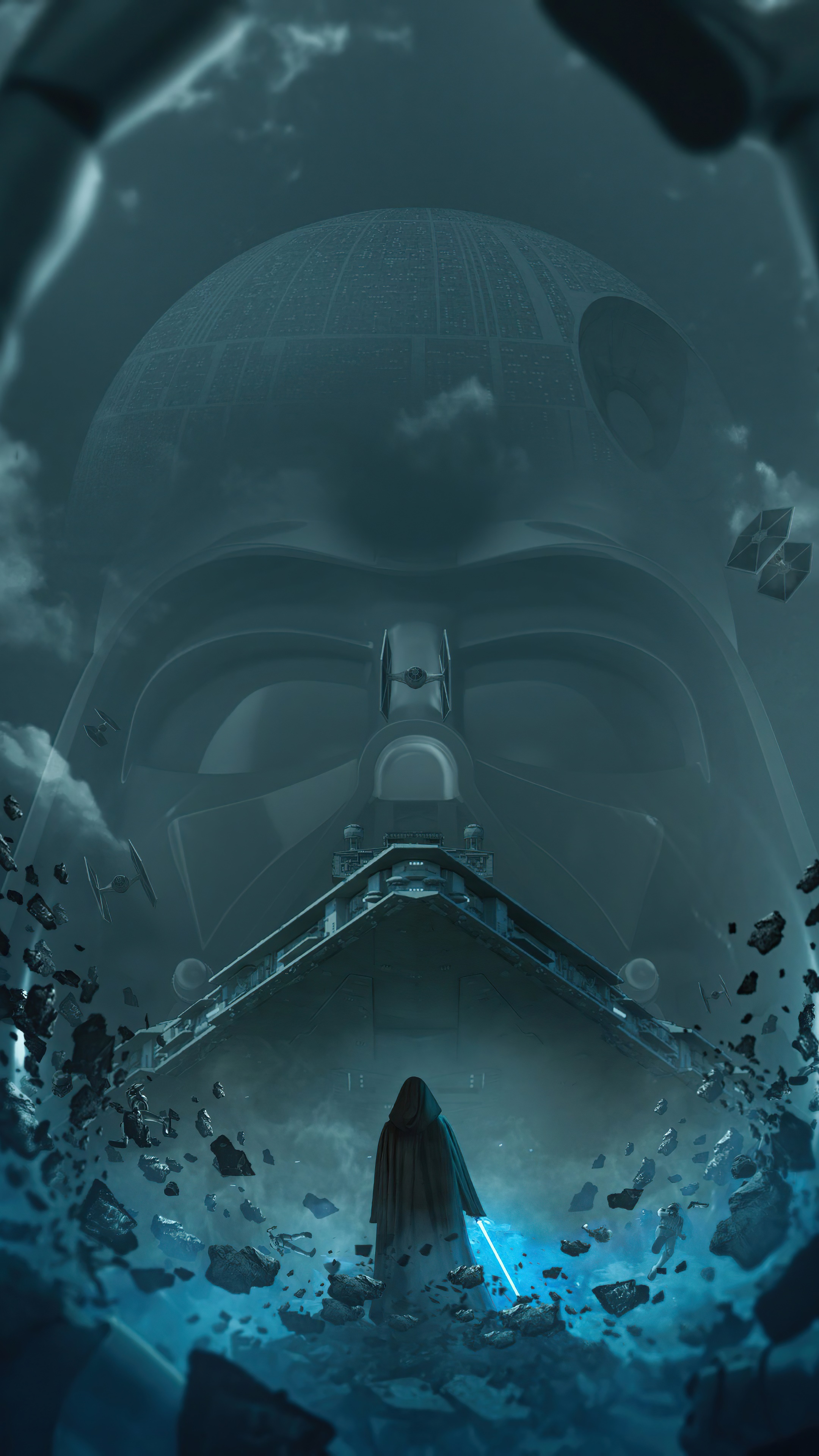 Obi-Wan Kenobi from Star Wars with Darth Vader's helmet HD Phone Wallpaper
