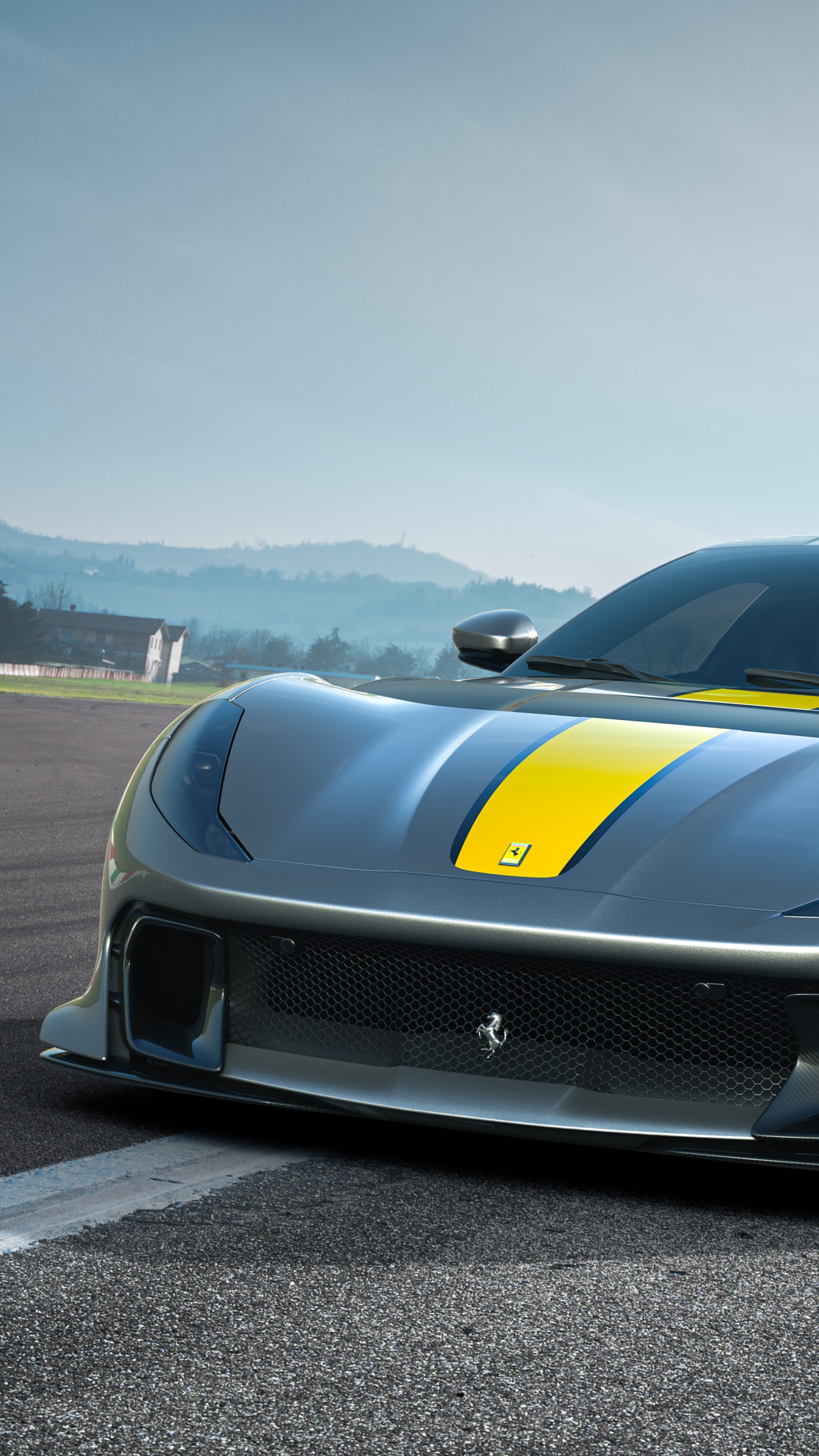 Ferrari 812 Superfast with Yellow Stripe 4K HD Phone Wallpaper