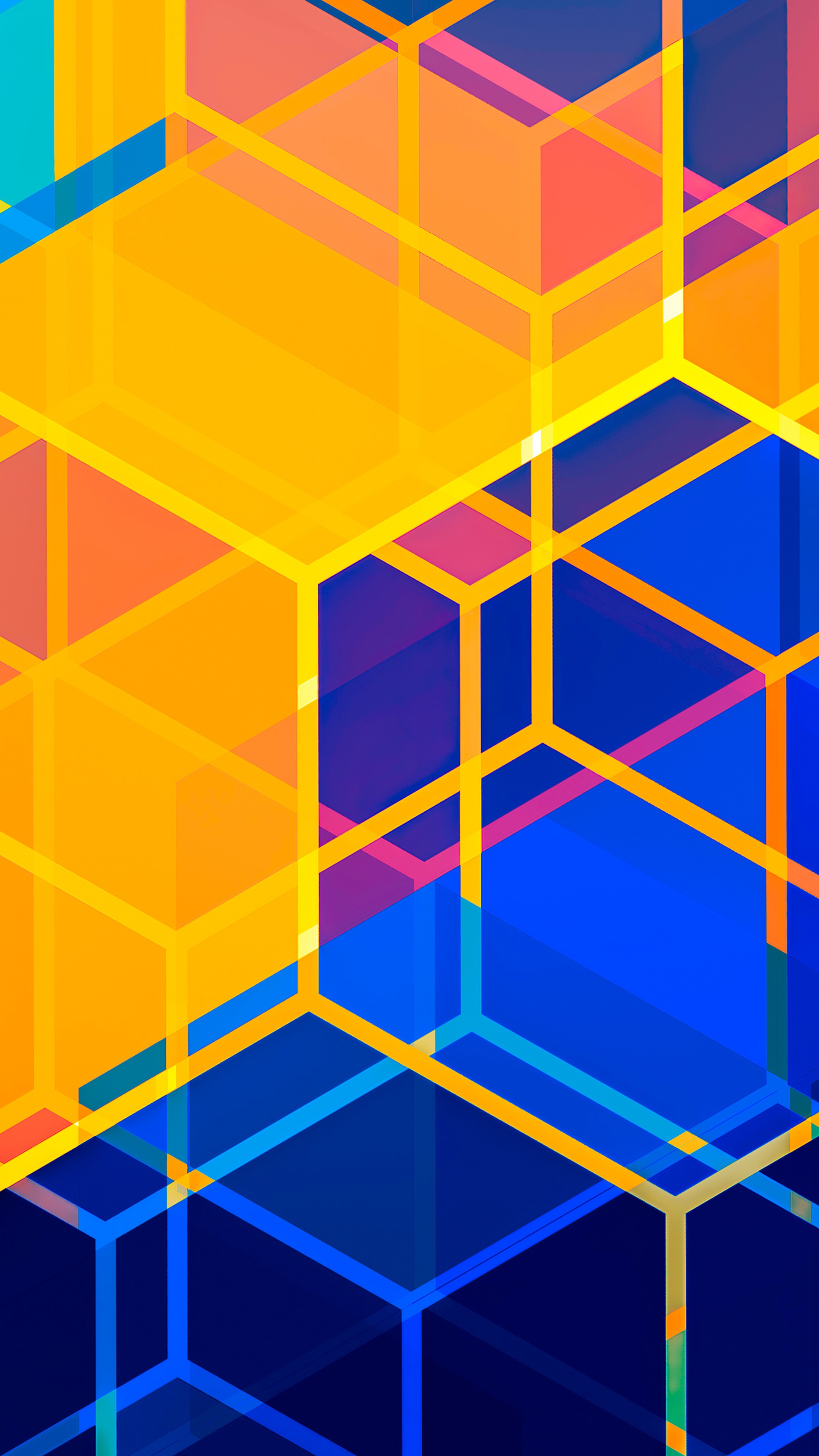 Abstract geometric pattern with hexagons and cubes HD Phone Wallpaper