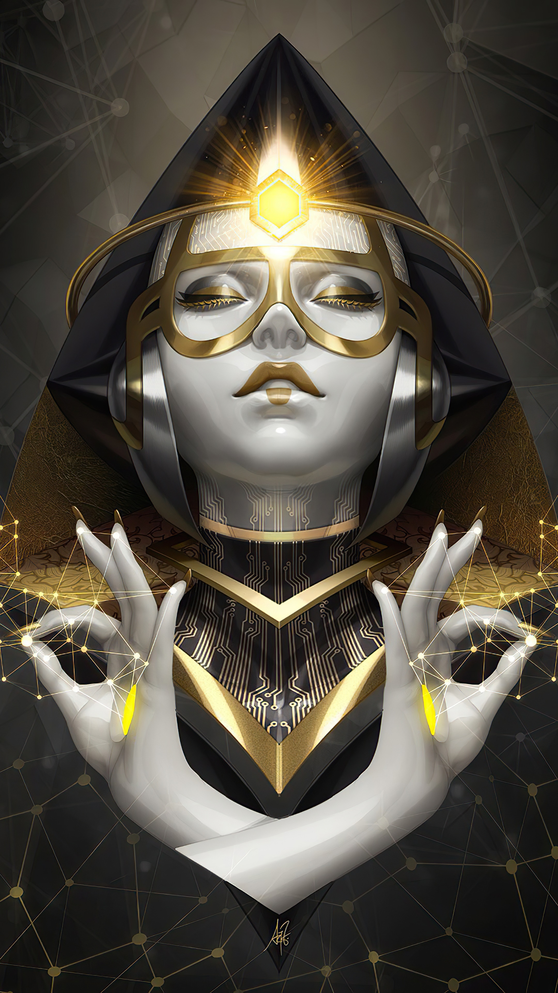 Digital Artwork of a Futuristic Figure HD Phone Wallpaper