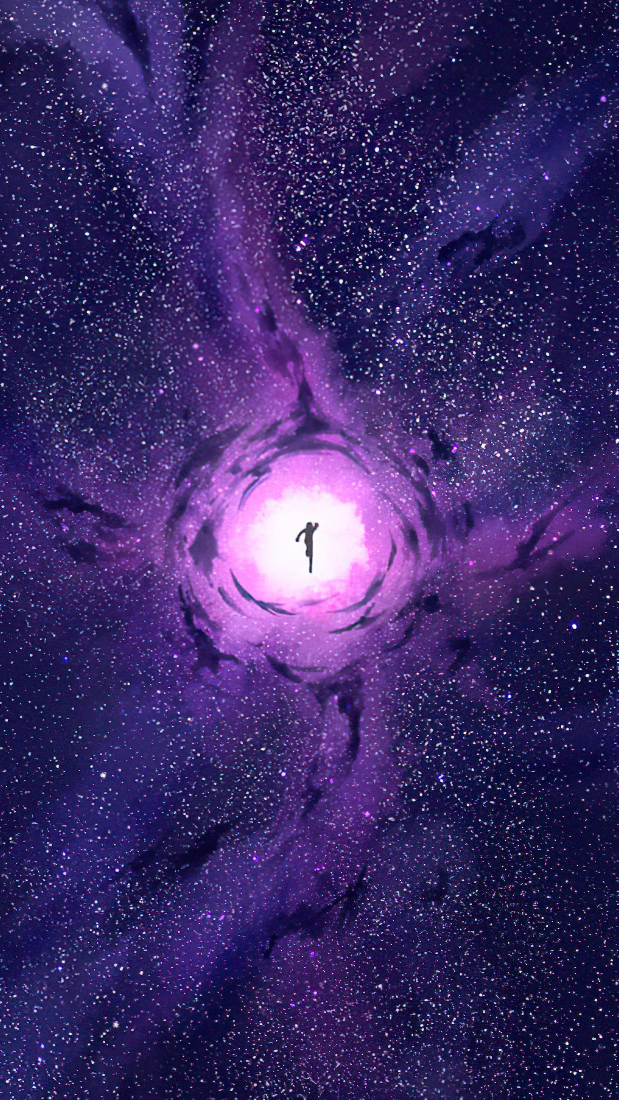 Figure in a cosmic vortex HD Phone Wallpaper