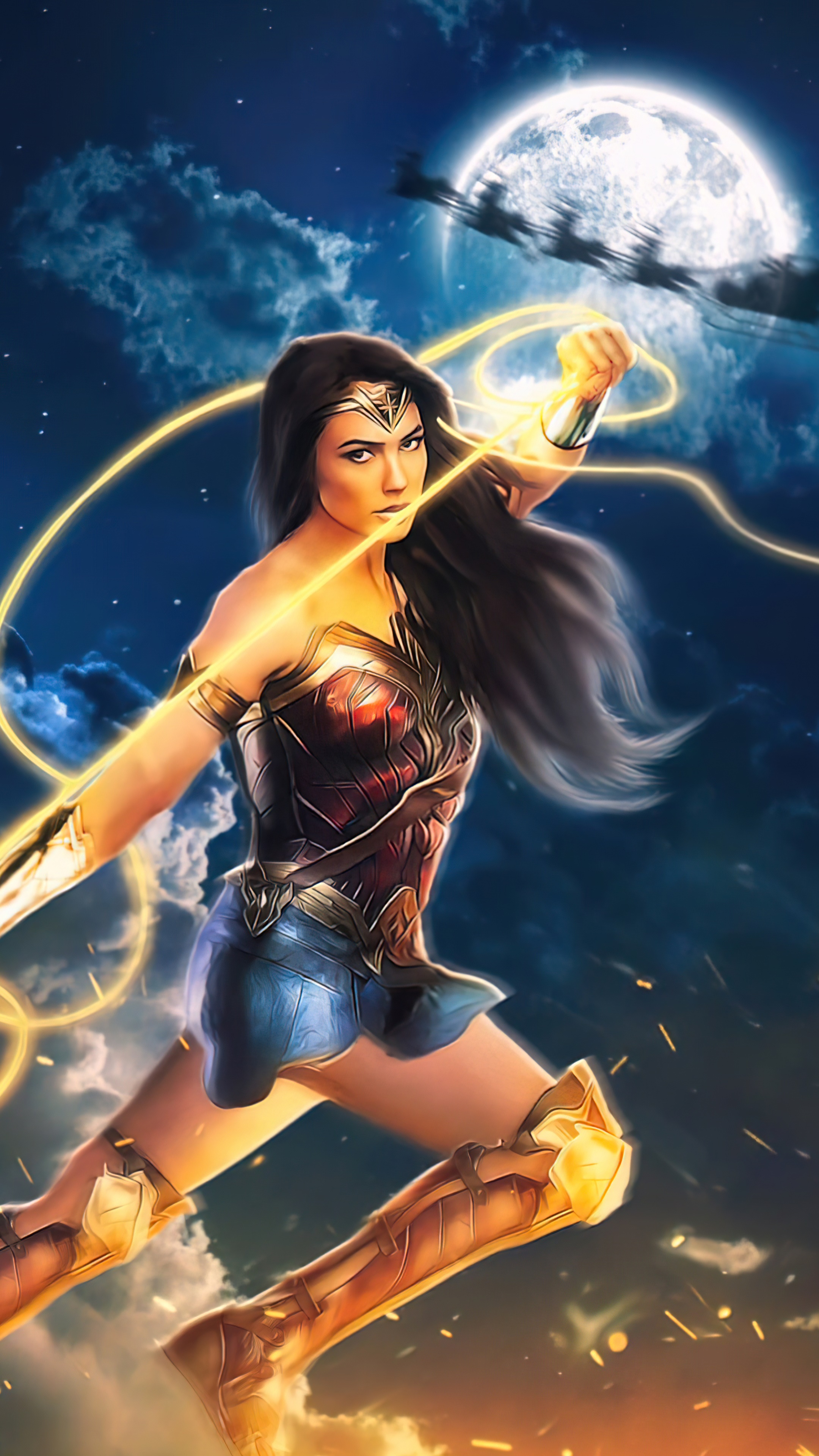 Wonder Woman with Lasso of Truth 4K HD Phone Wallpaper