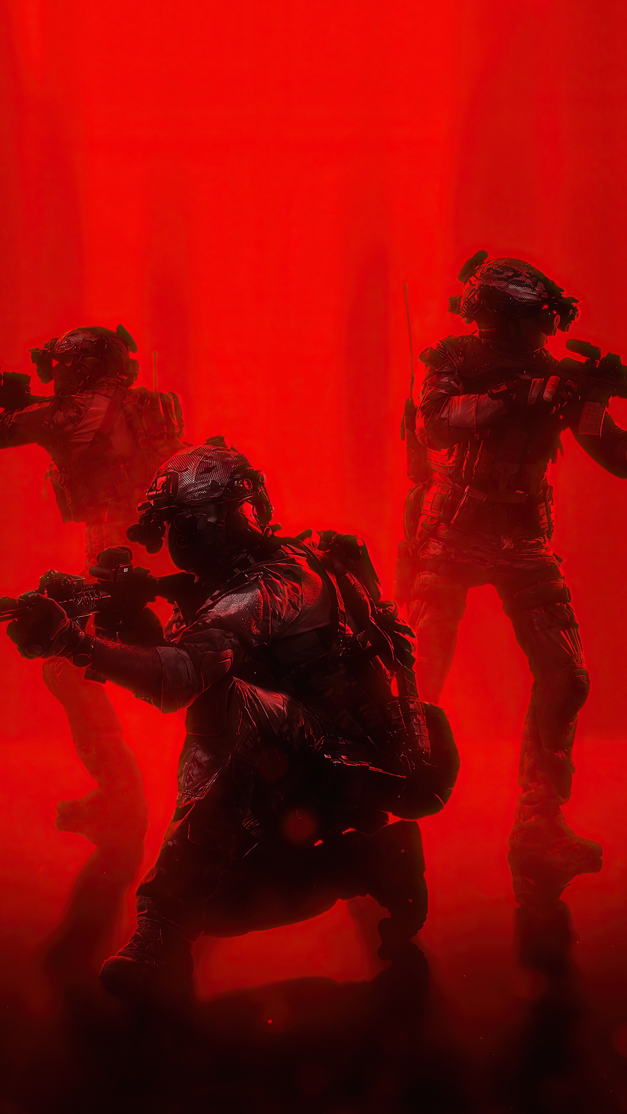 Soldiers in red lighting HD Phone Wallpaper