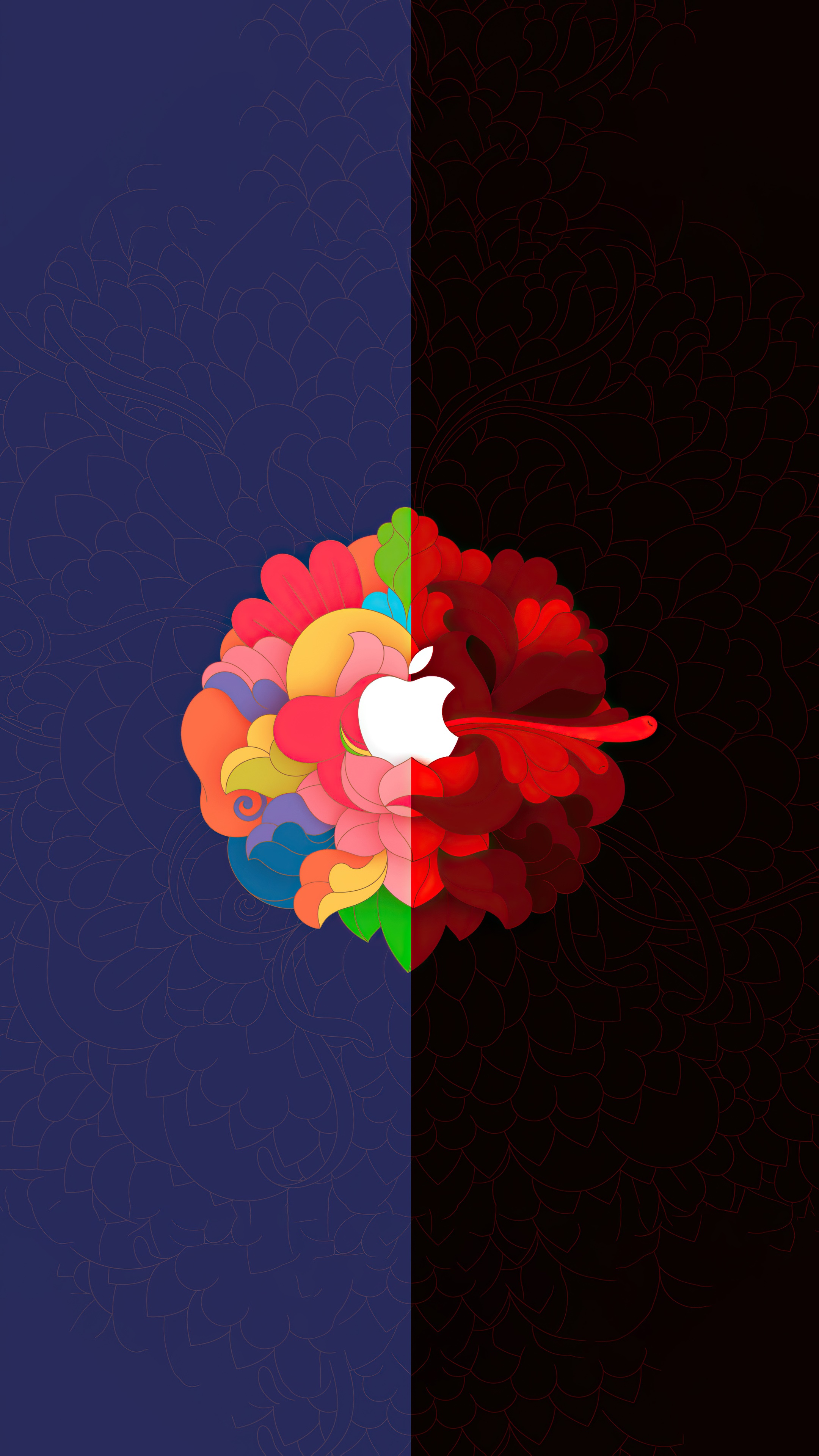 Apple logo on abstract floral design HD Phone Wallpaper