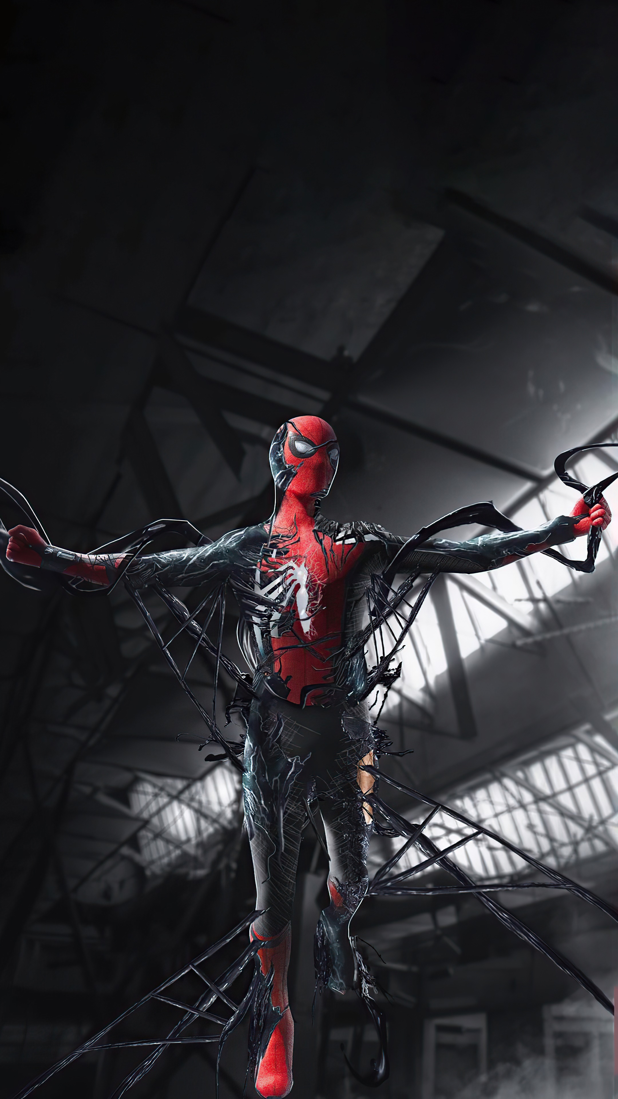 Spider-Man with Venom Symbiote 4K Artwork HD Phone Wallpaper