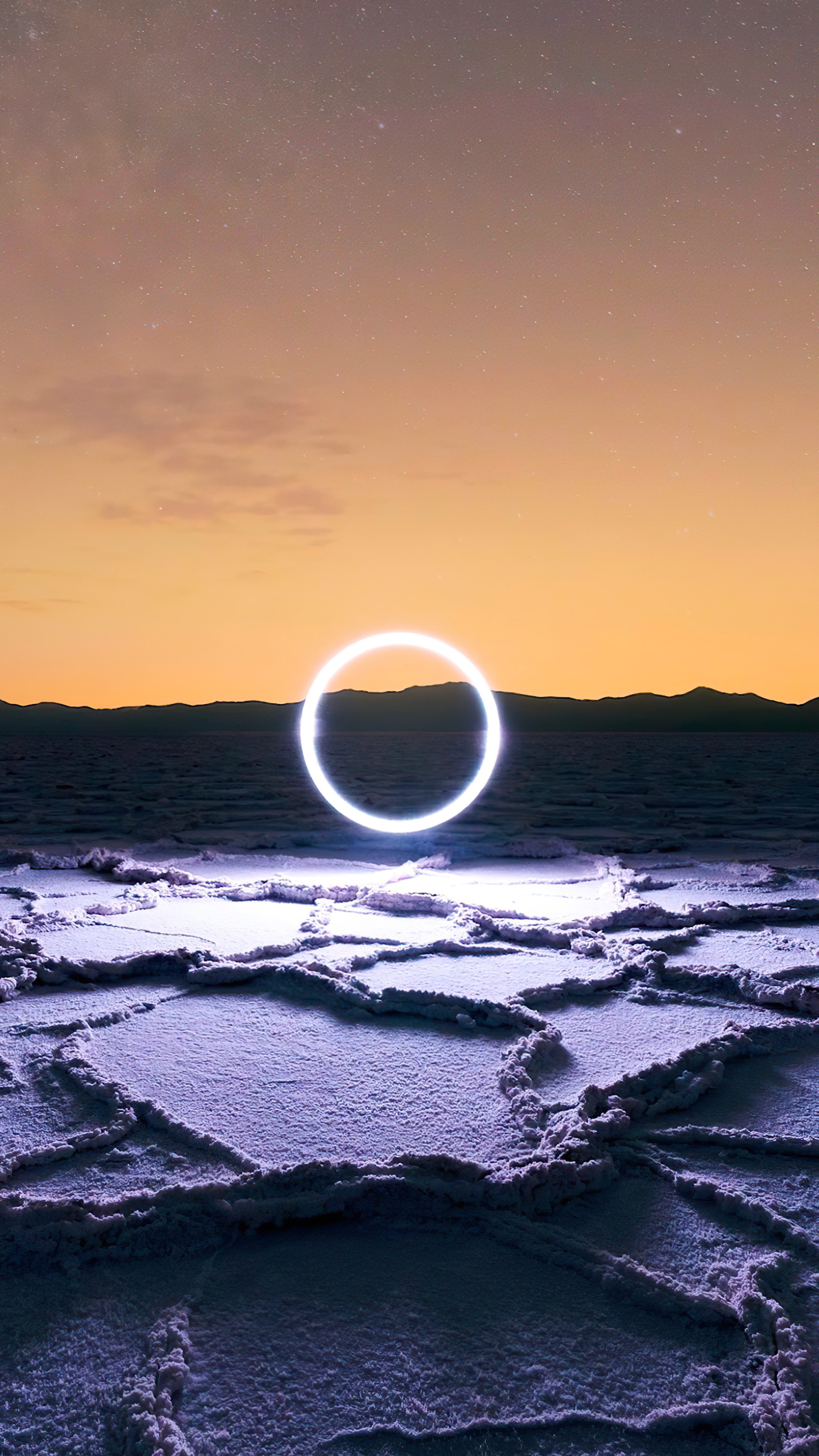 Glowing Ring in Desert Landscape 4K HD Phone Wallpaper