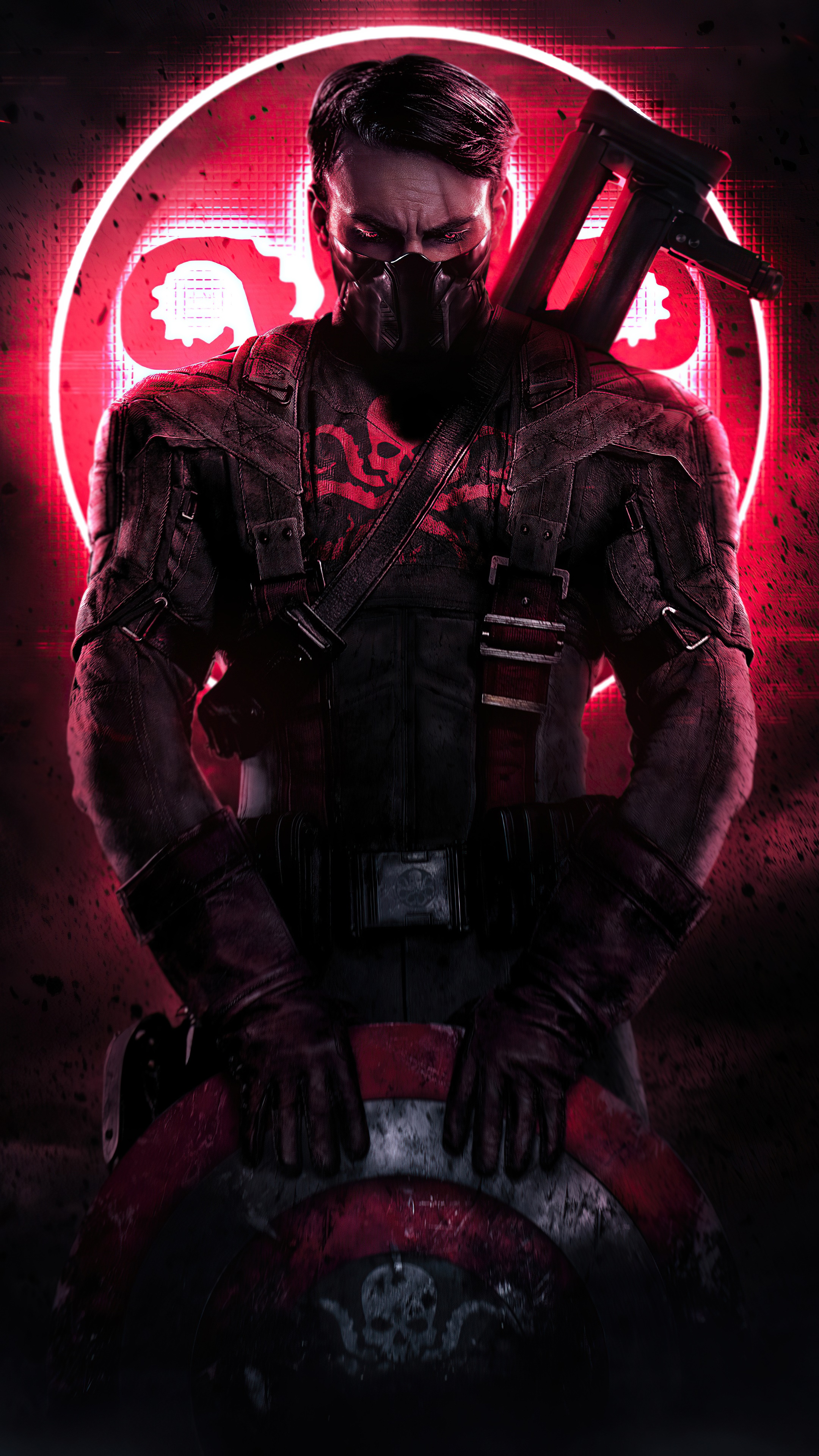 Captain America from Marvel Comics in dark attire HD Phone Wallpaper