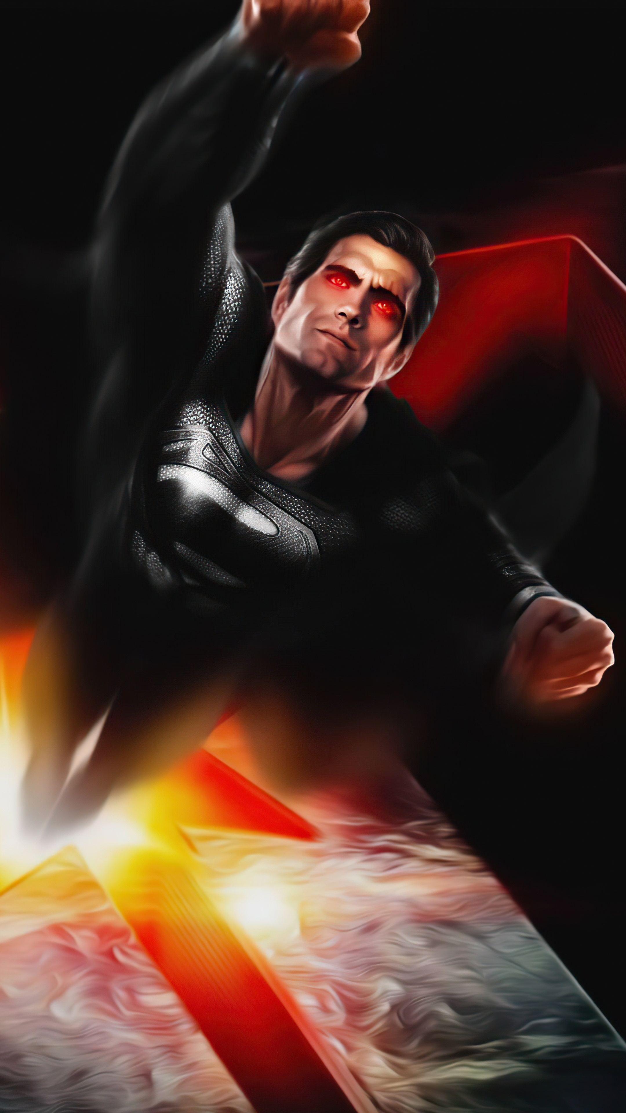 Superman from DC Comics in black suit HD Phone Wallpaper