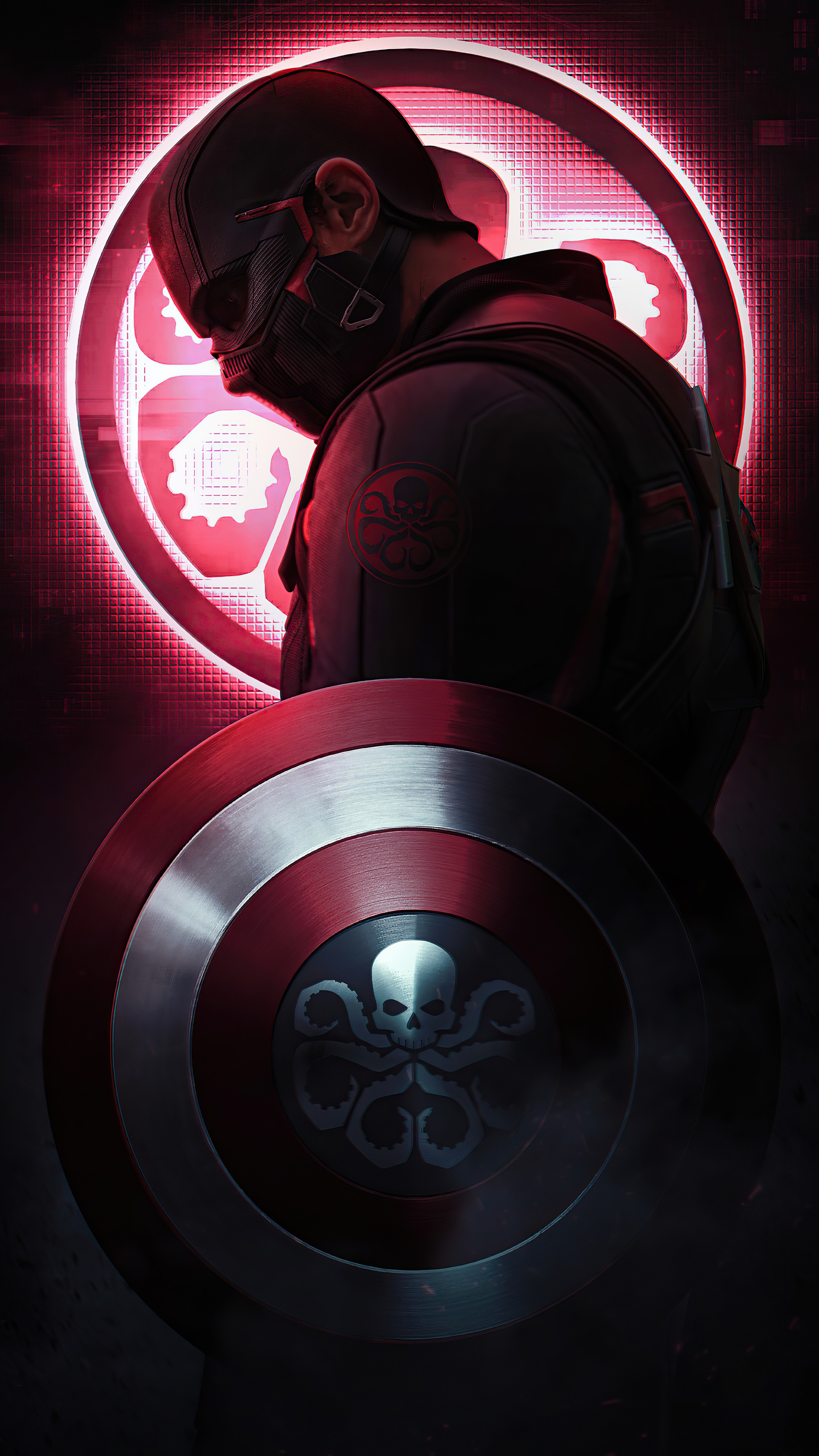 Captain America with Hydra Logo Shield HD Phone Wallpaper