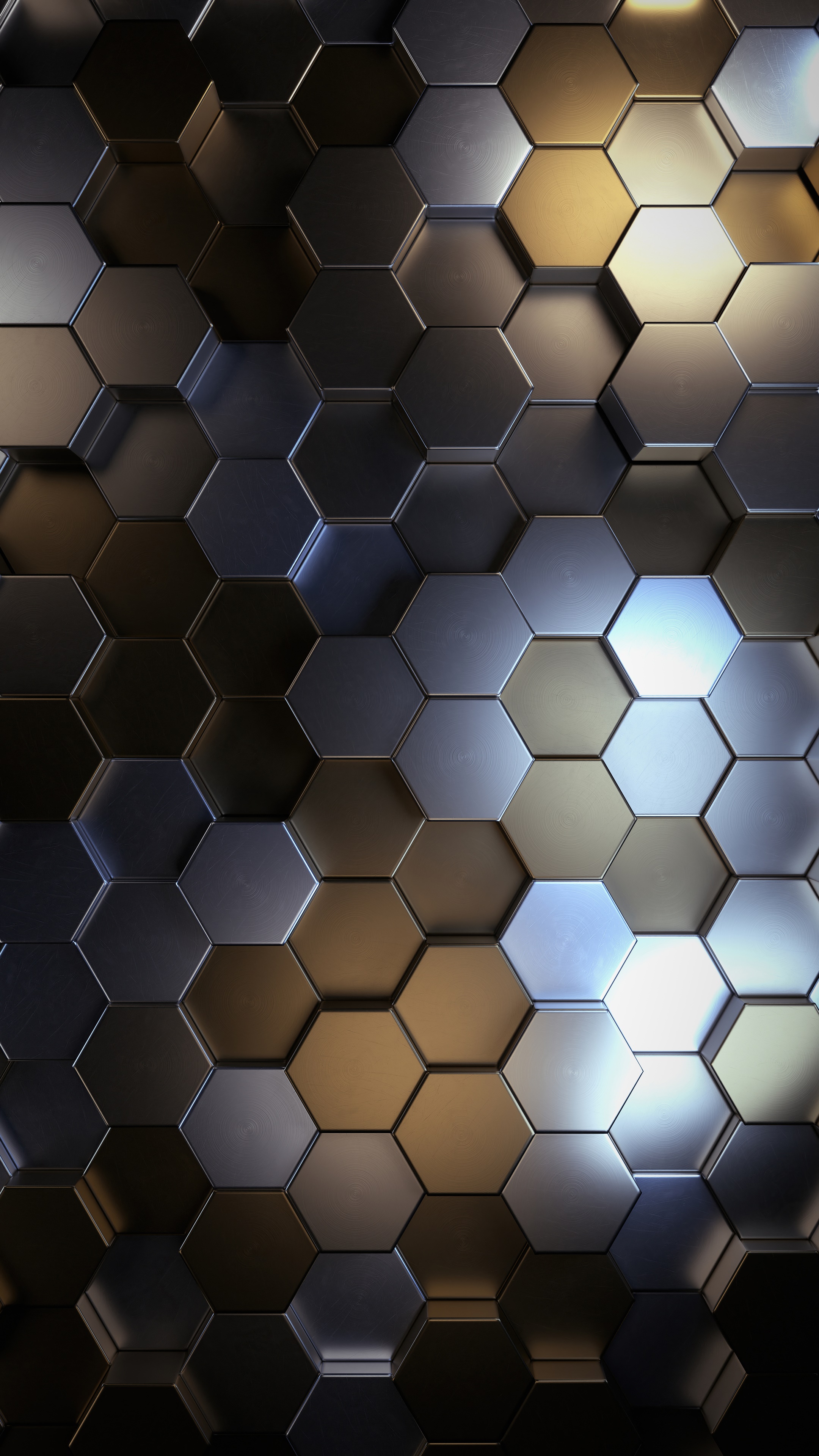 Abstract Hexagonal Pattern with Metallic Sheen HD Phone Wallpaper