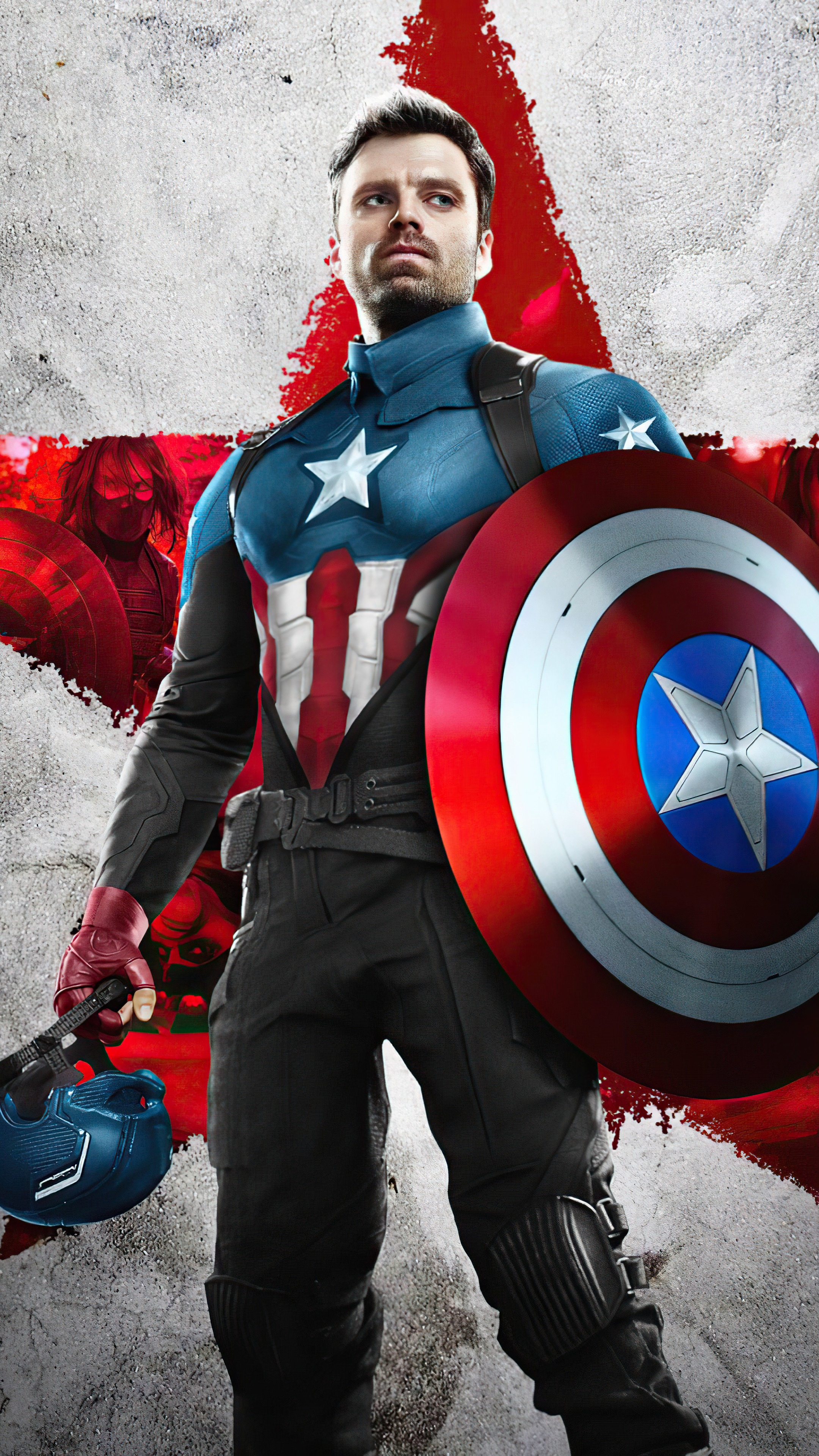 Bucky Barnes as Captain America from The Falcon and The Winter Soldier 4K HD Phone Wallpaper