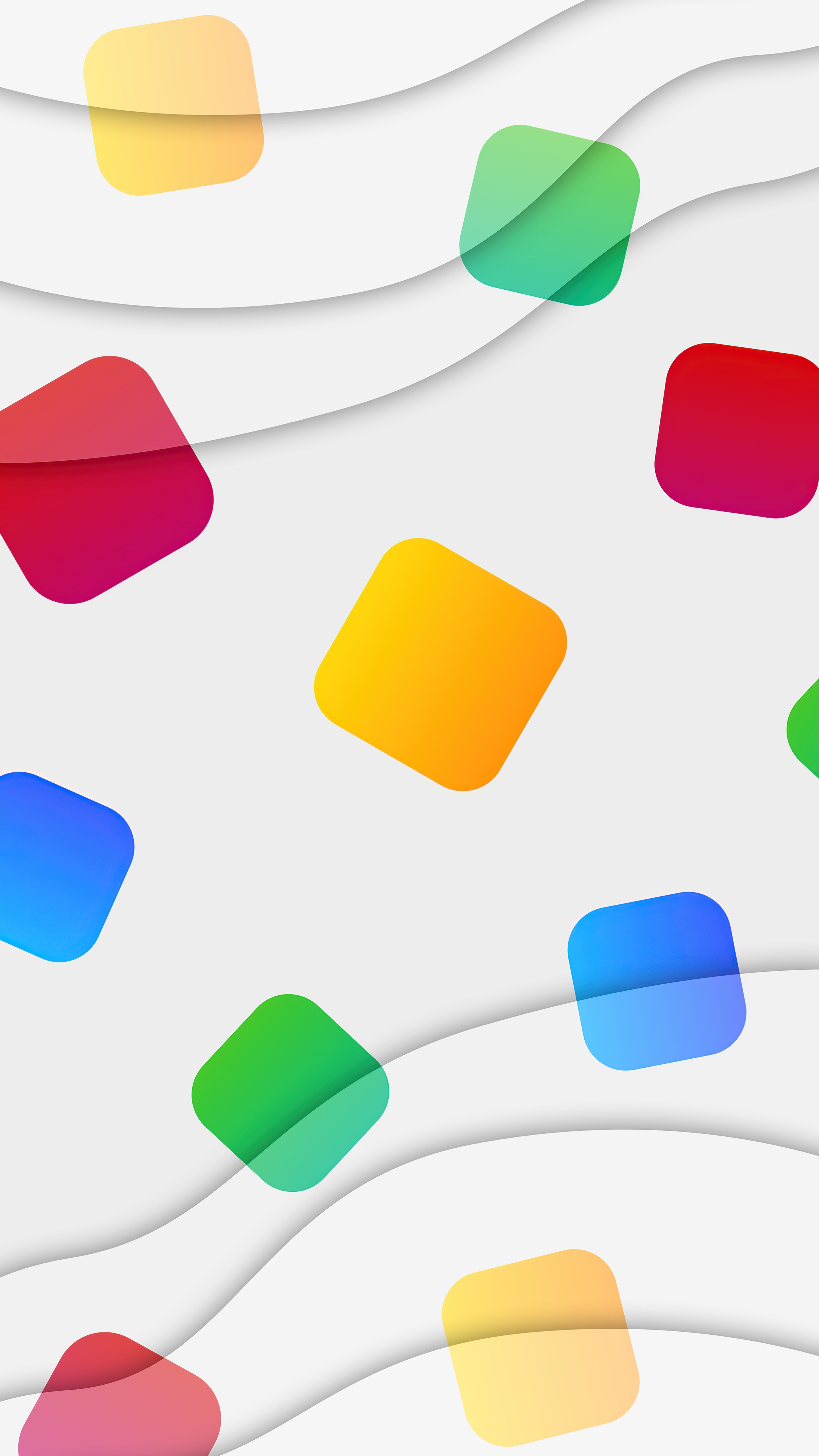Abstract colorful squares on a white background with wavy lines HD Phone Wallpaper