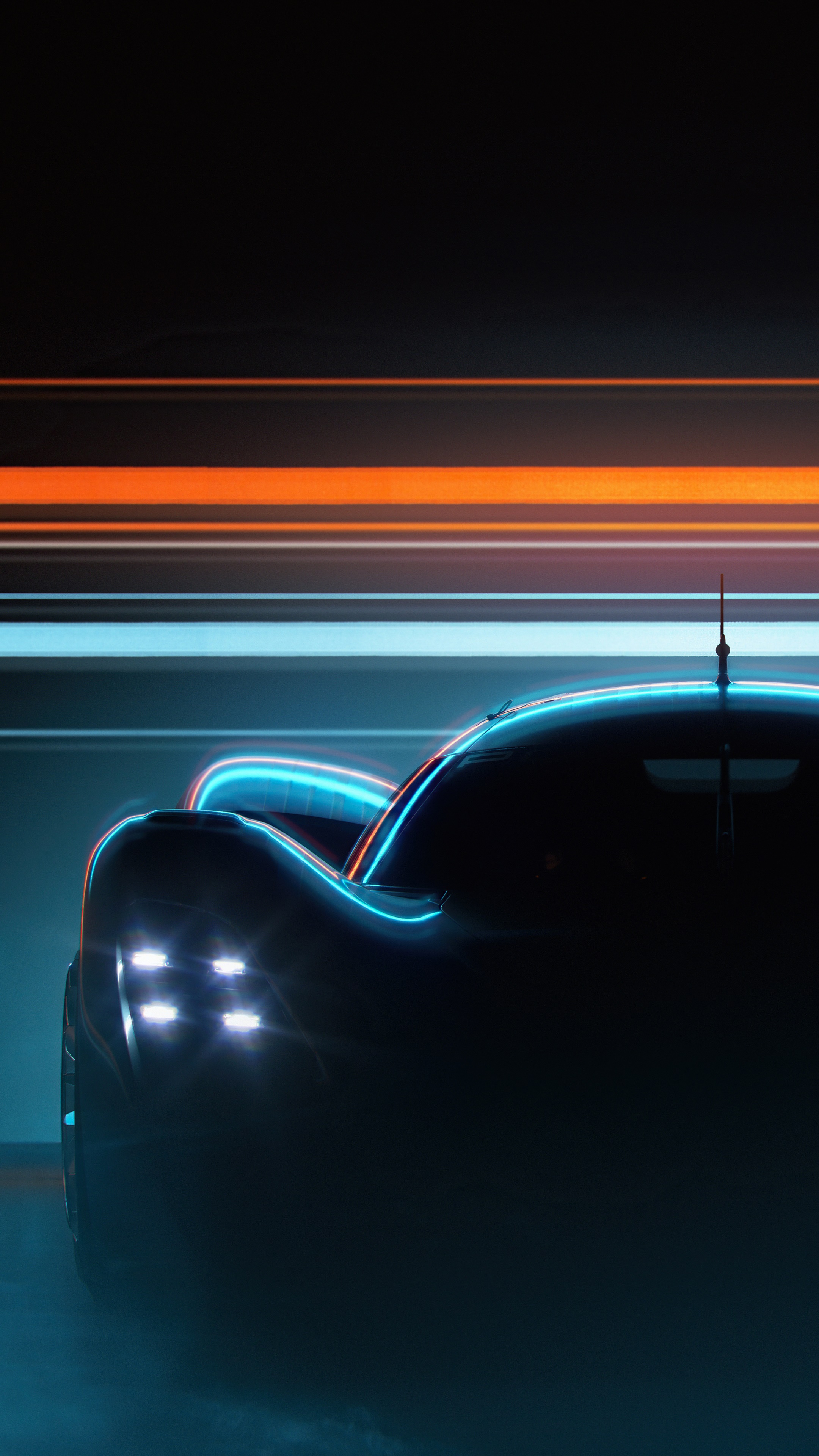 Porsche Vision 908 concept car with neon lights HD Phone Wallpaper