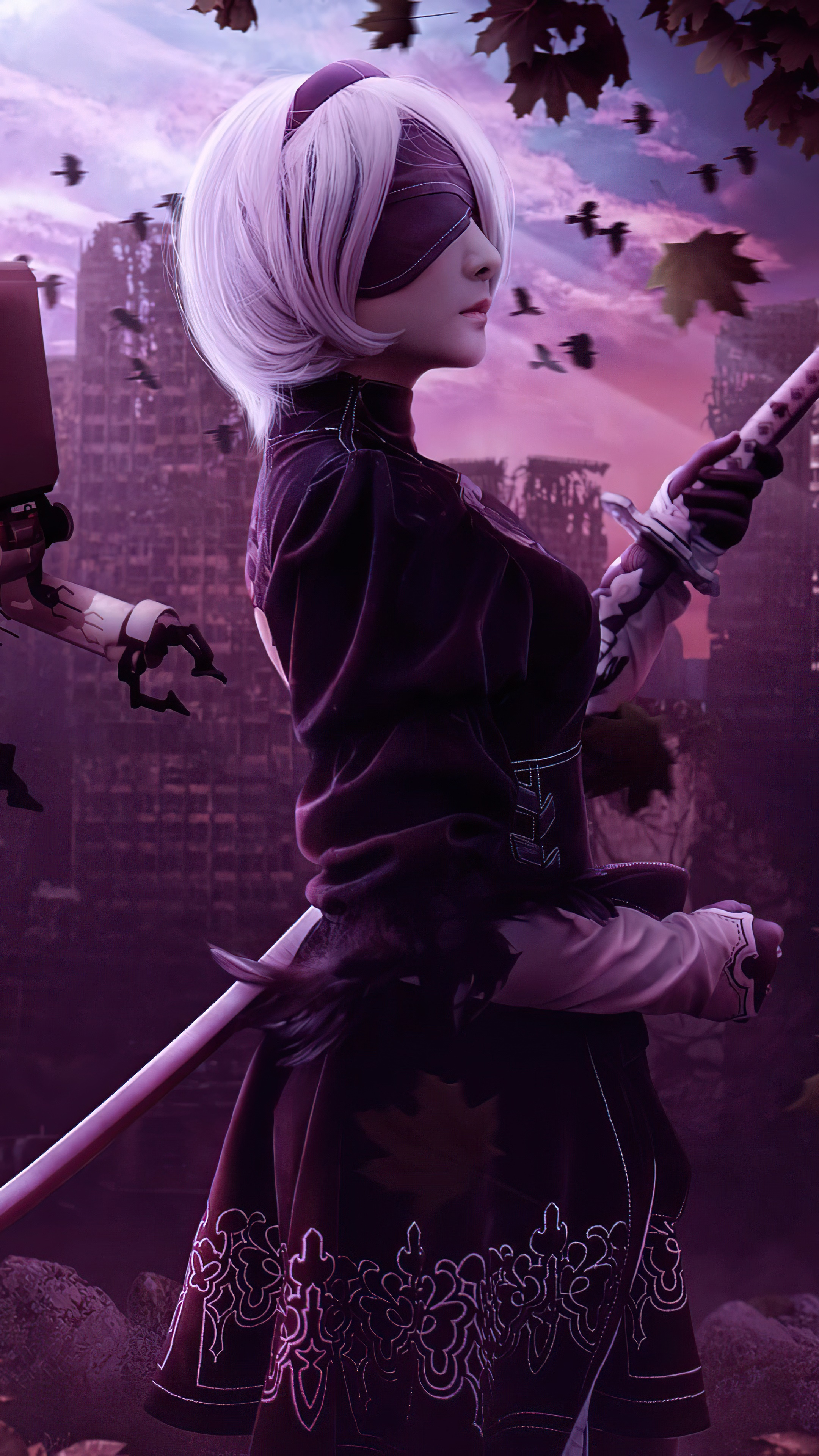 2B from Nier Automata 4K HD Phone Wallpaper