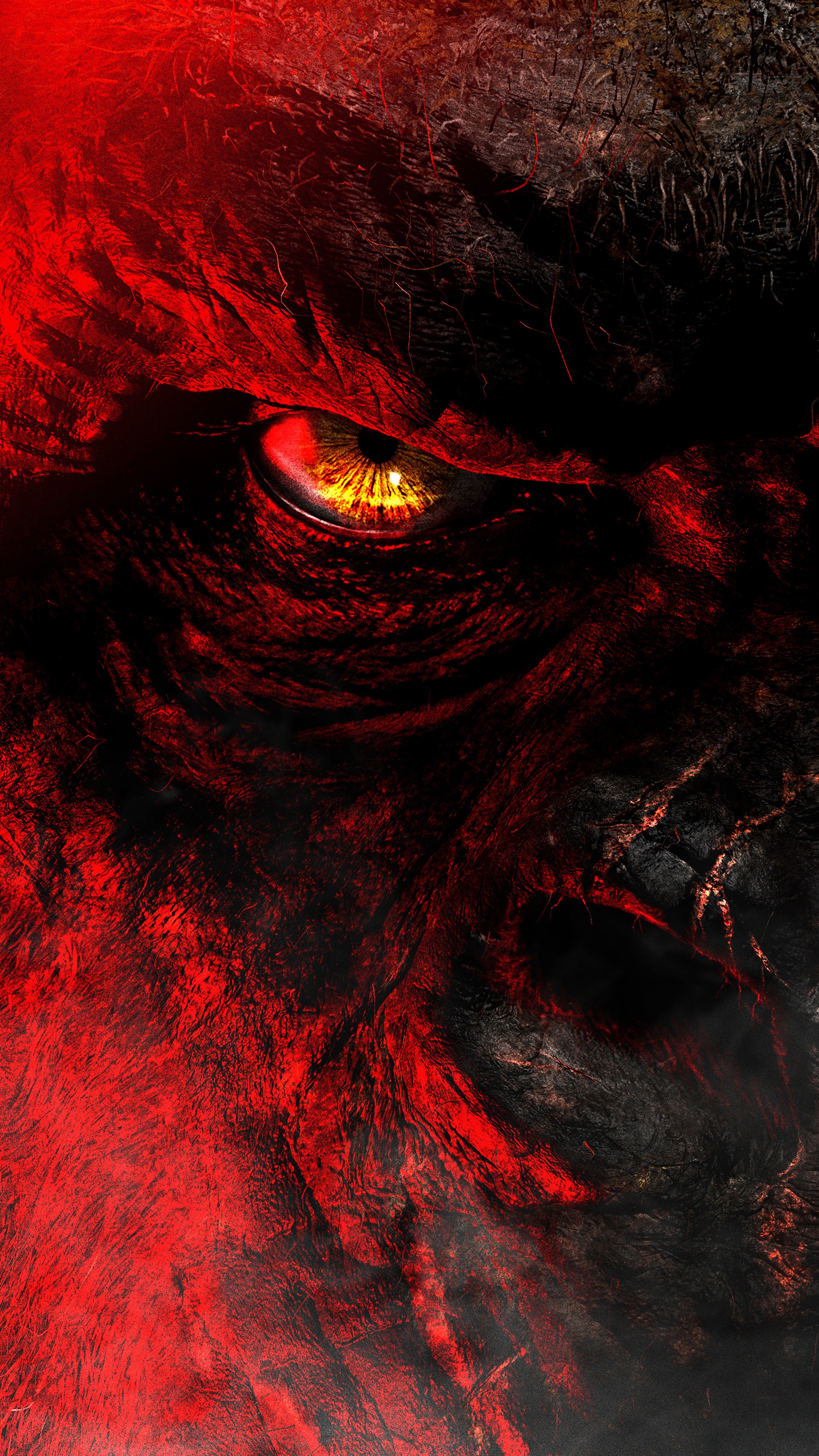 Close-up of Godzilla's eye from Godzilla vs. Kong HD Phone Wallpaper