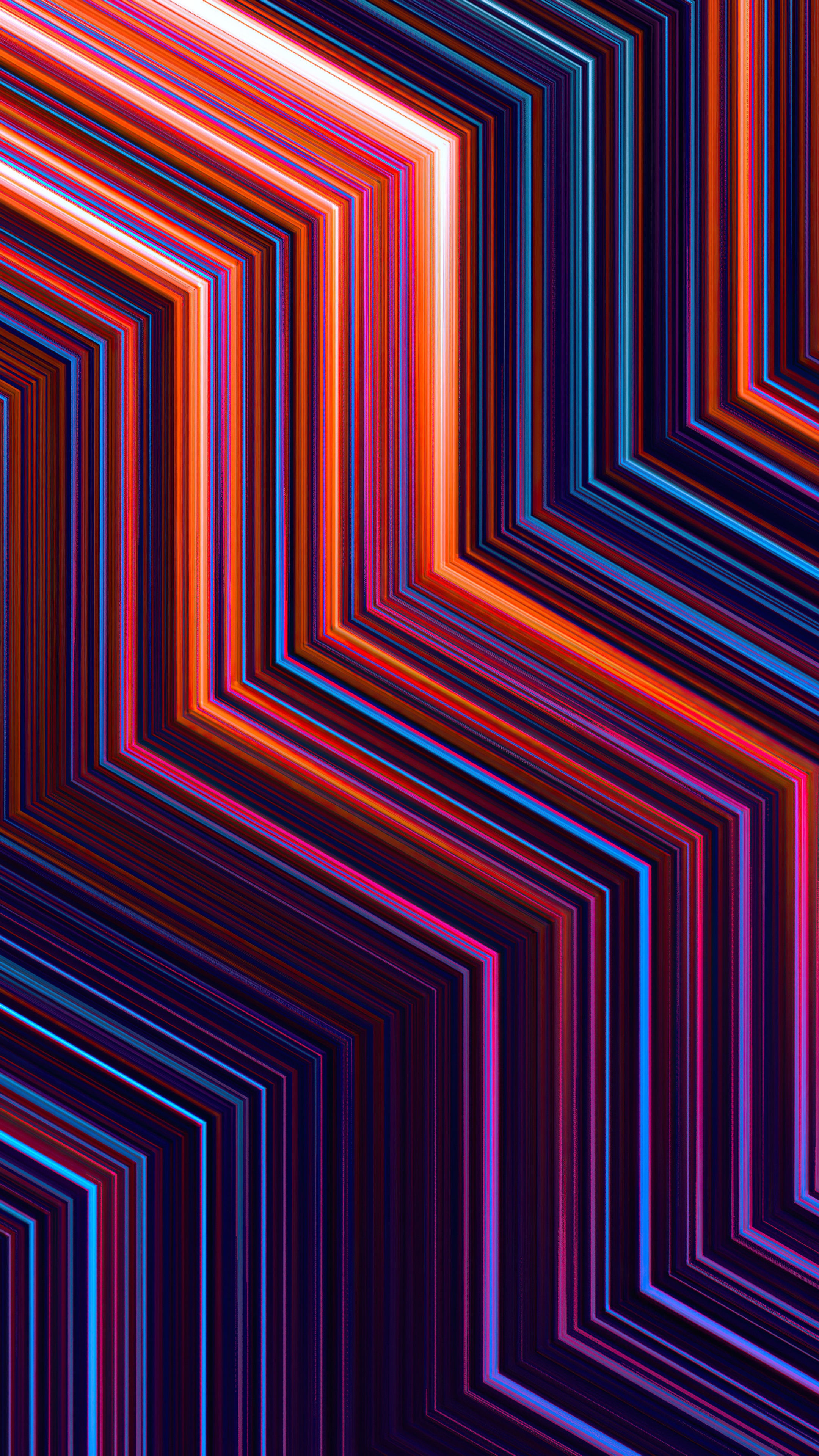 Abstract digital art with zigzag lines HD Phone Wallpaper