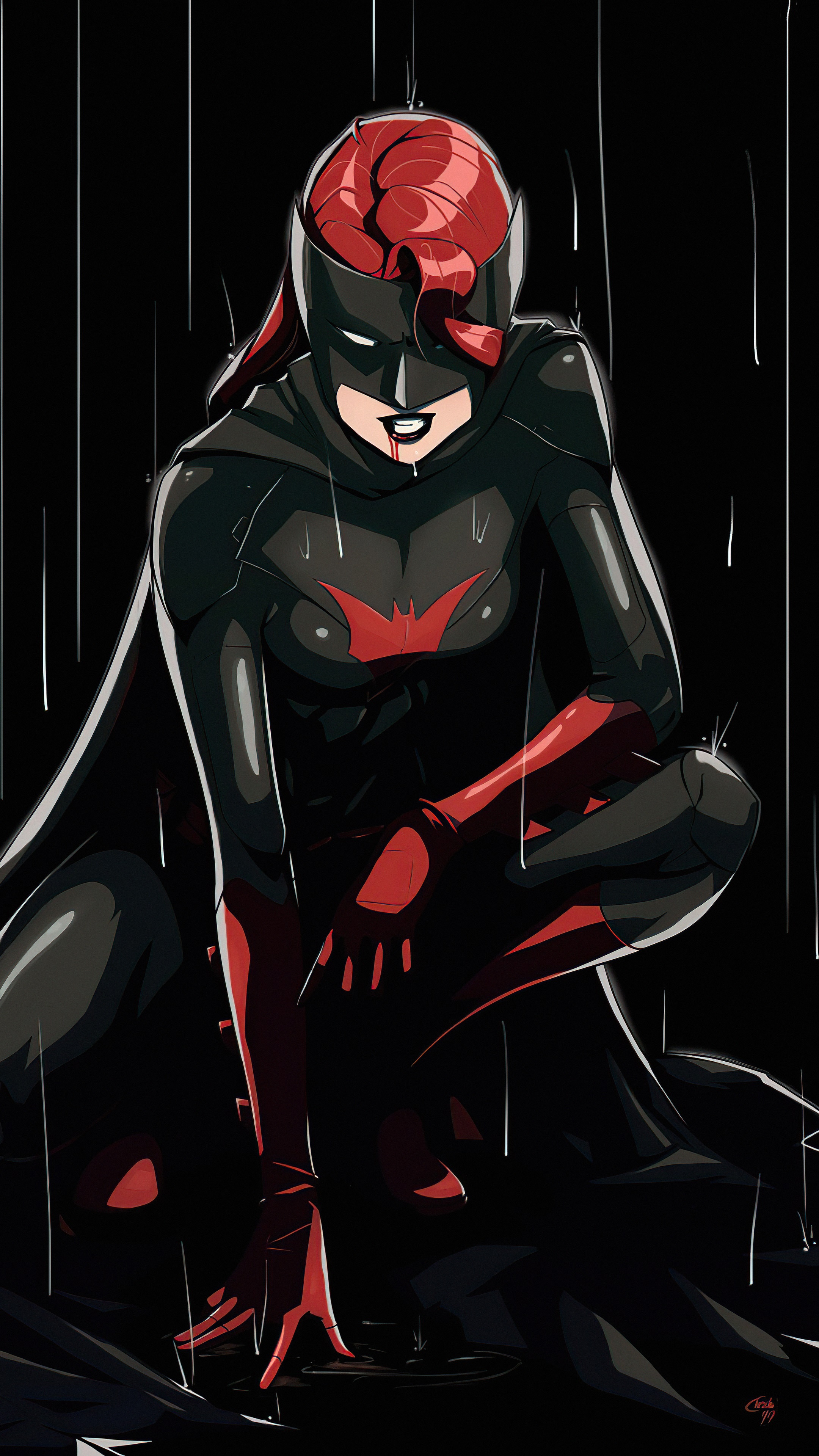 Batwoman in the rain HD Phone Wallpaper