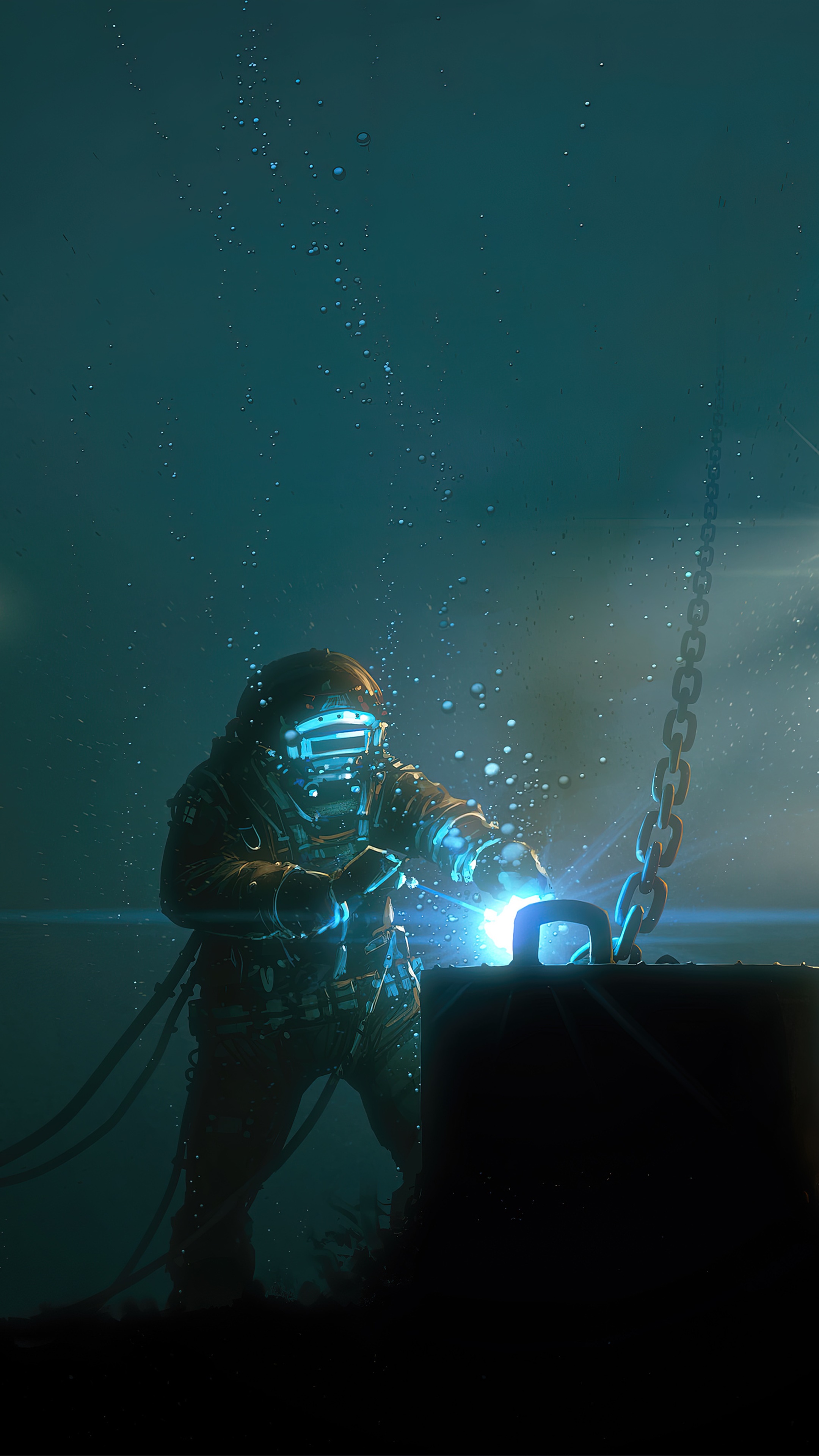 Deep Sea Welder Working Underwater HD Phone Wallpaper