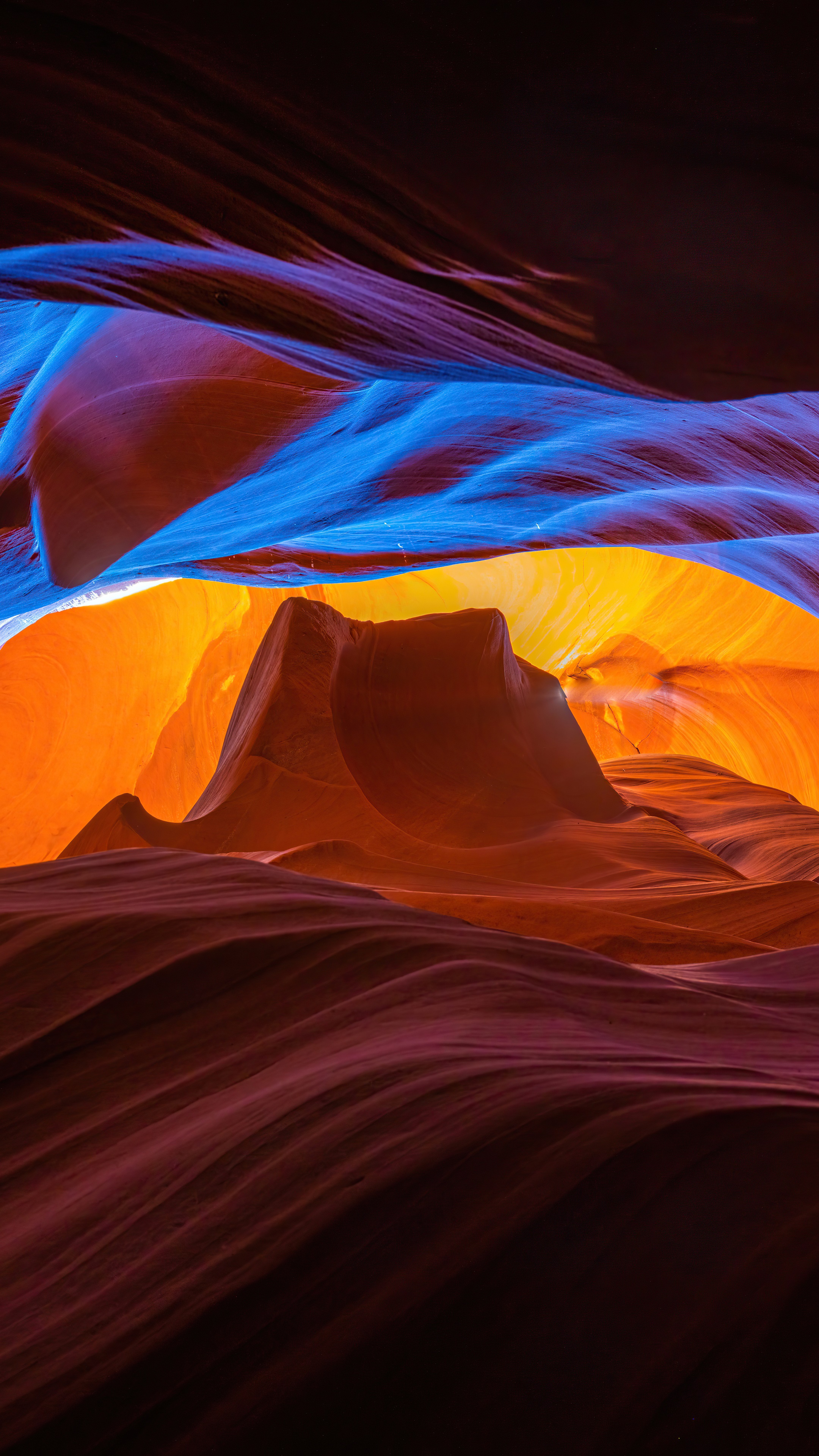 Antelope Canyon rock formations with colorful light HD Phone Wallpaper