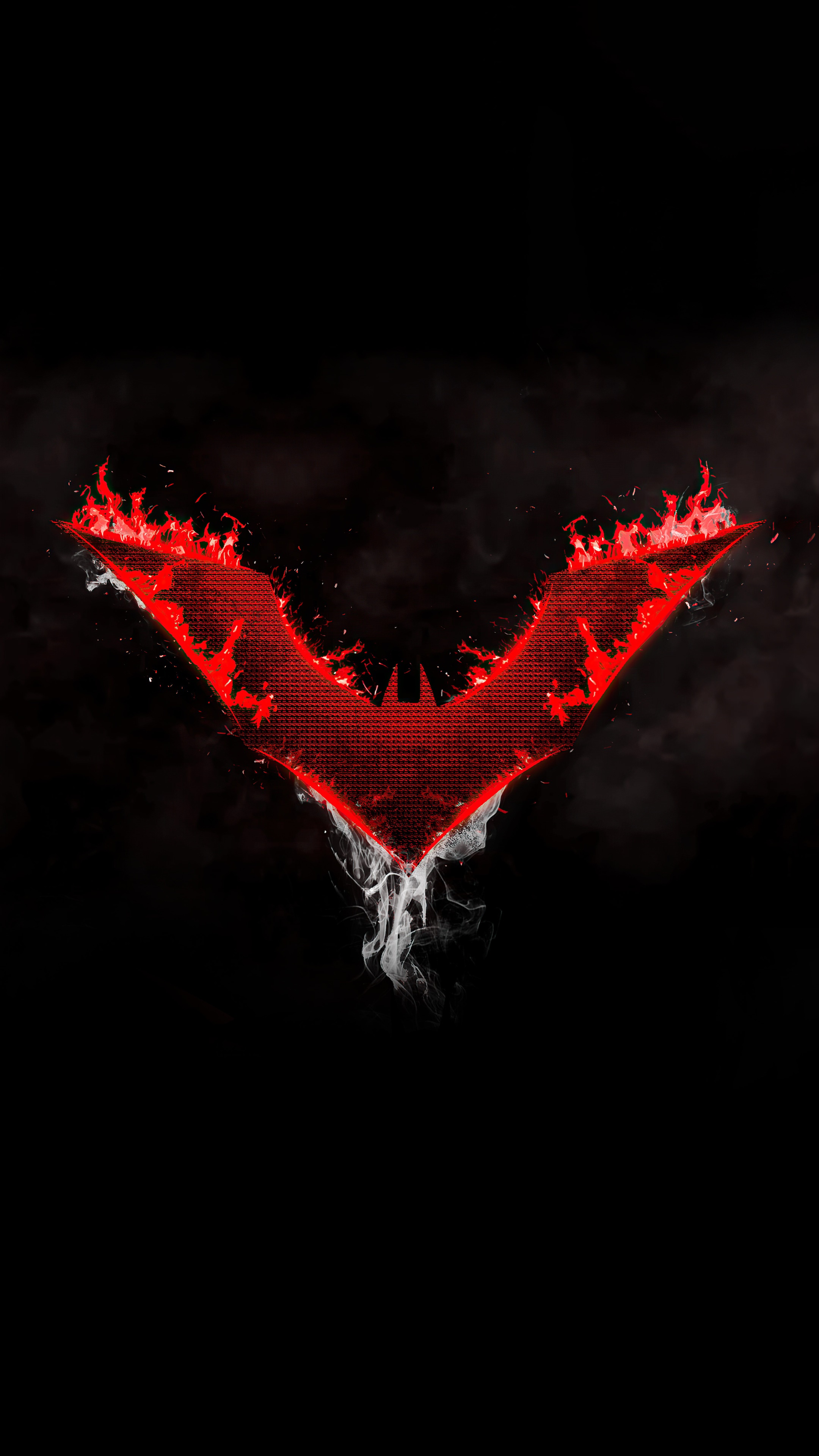 Red Hood logo with fire and smoke HD Phone Wallpaper