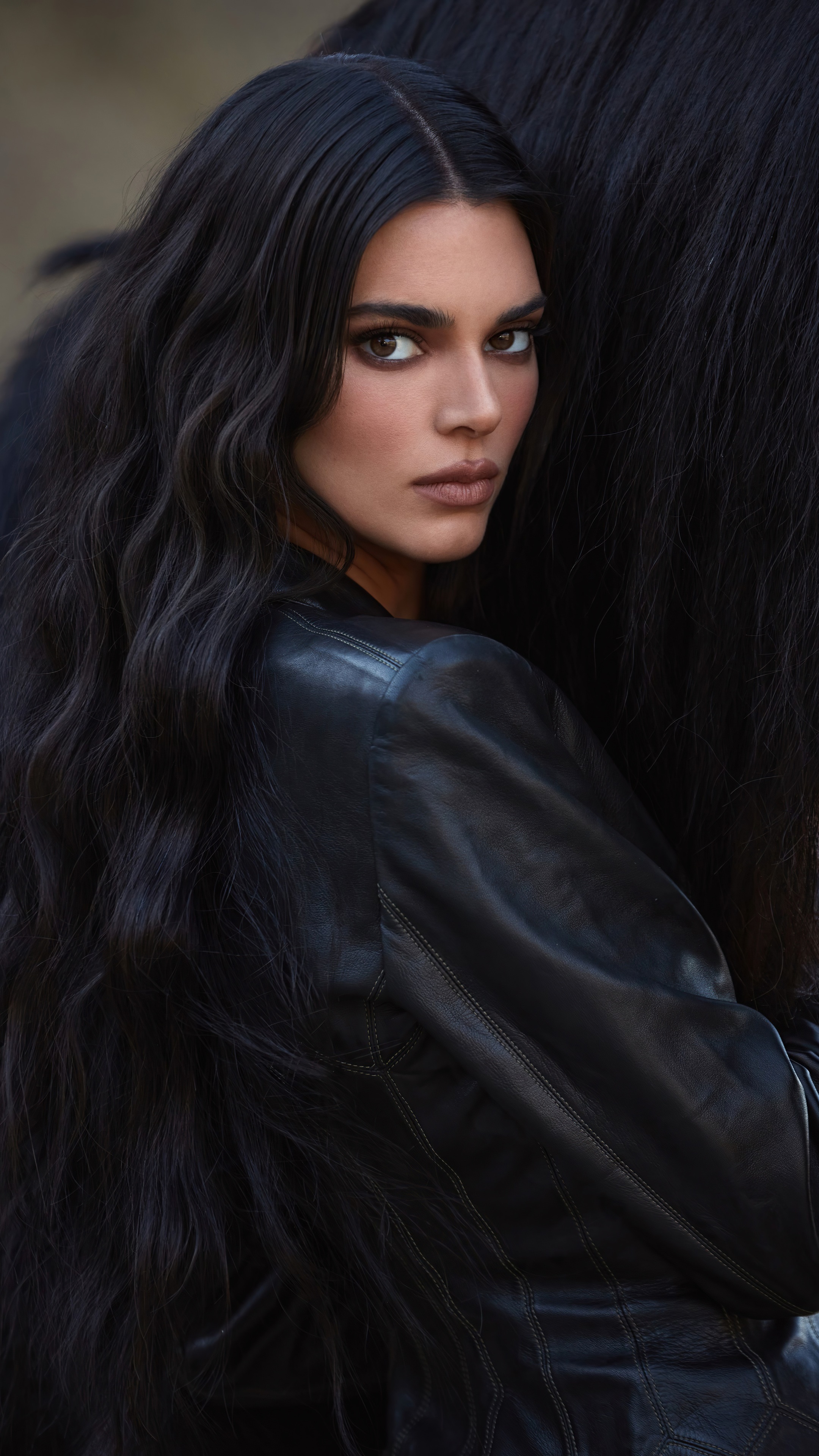 Kendall Jenner with a horse HD Phone Wallpaper