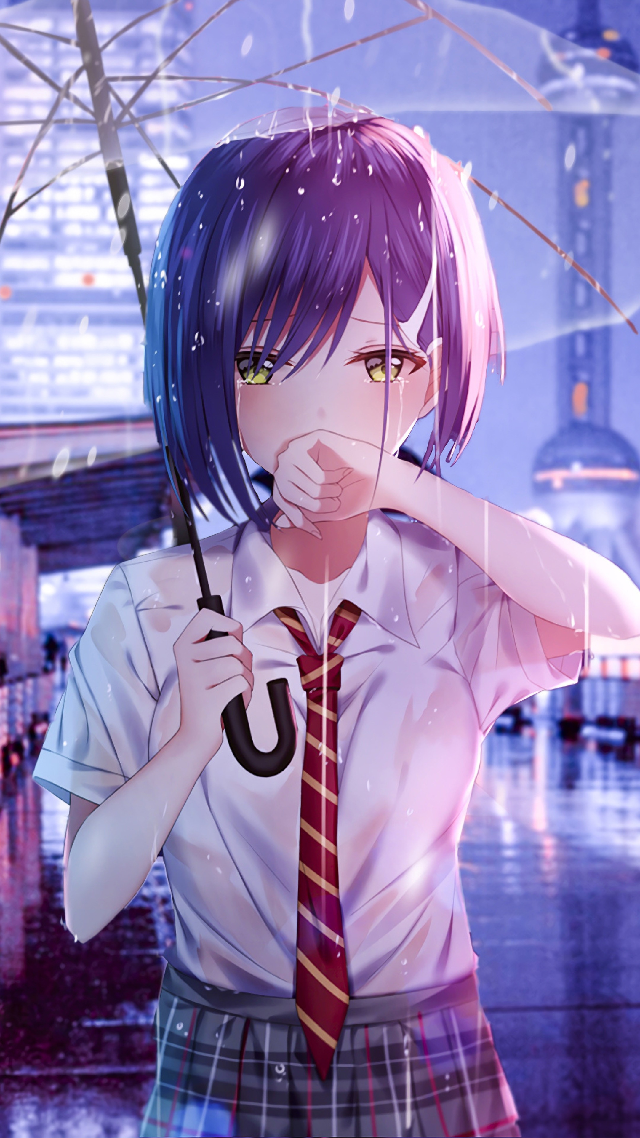 Ichigo from Darling in the Franxx in the rain HD Phone Wallpaper