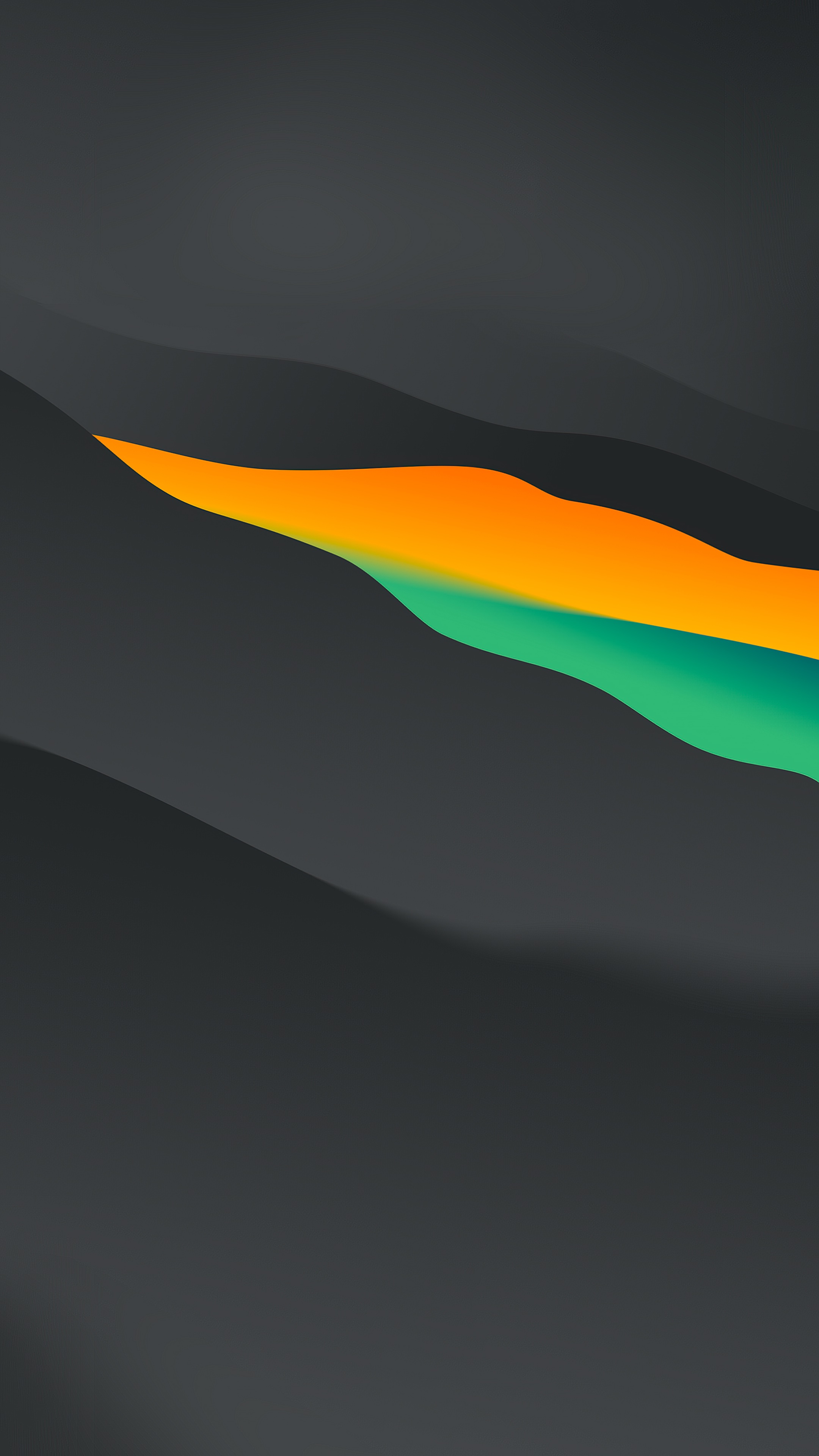 Abstract digital art with orange and green waves HD Phone Wallpaper