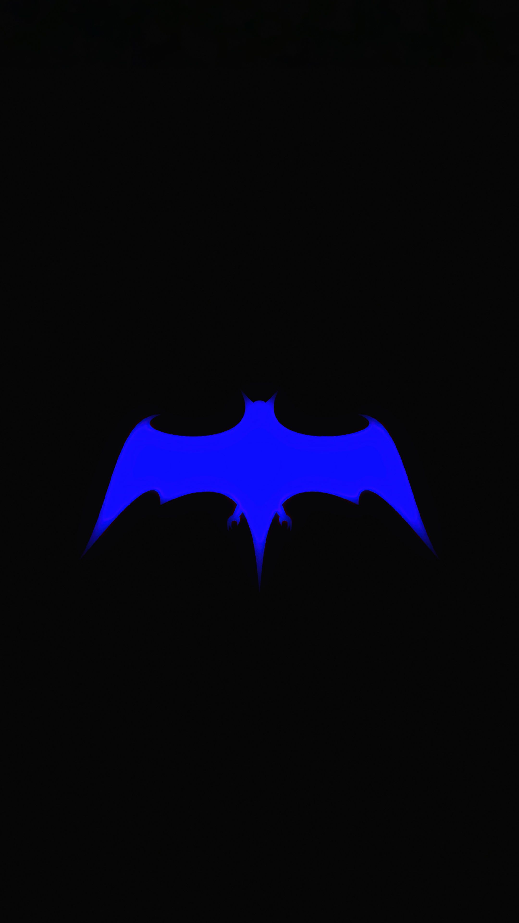 Blue bat logo on black background HD Phone Wallpaper