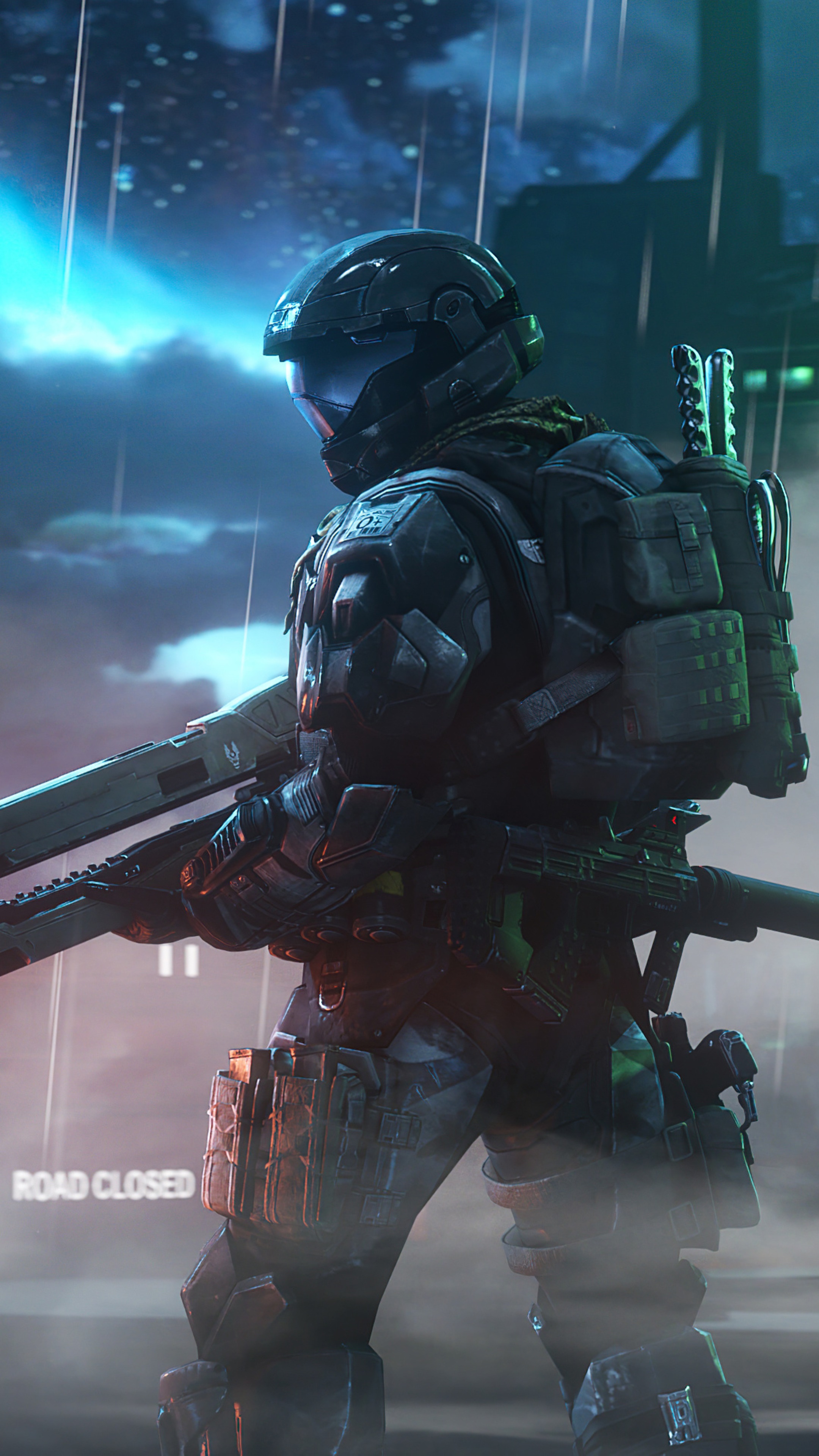 Soldier with rifle in the rain HD Phone Wallpaper