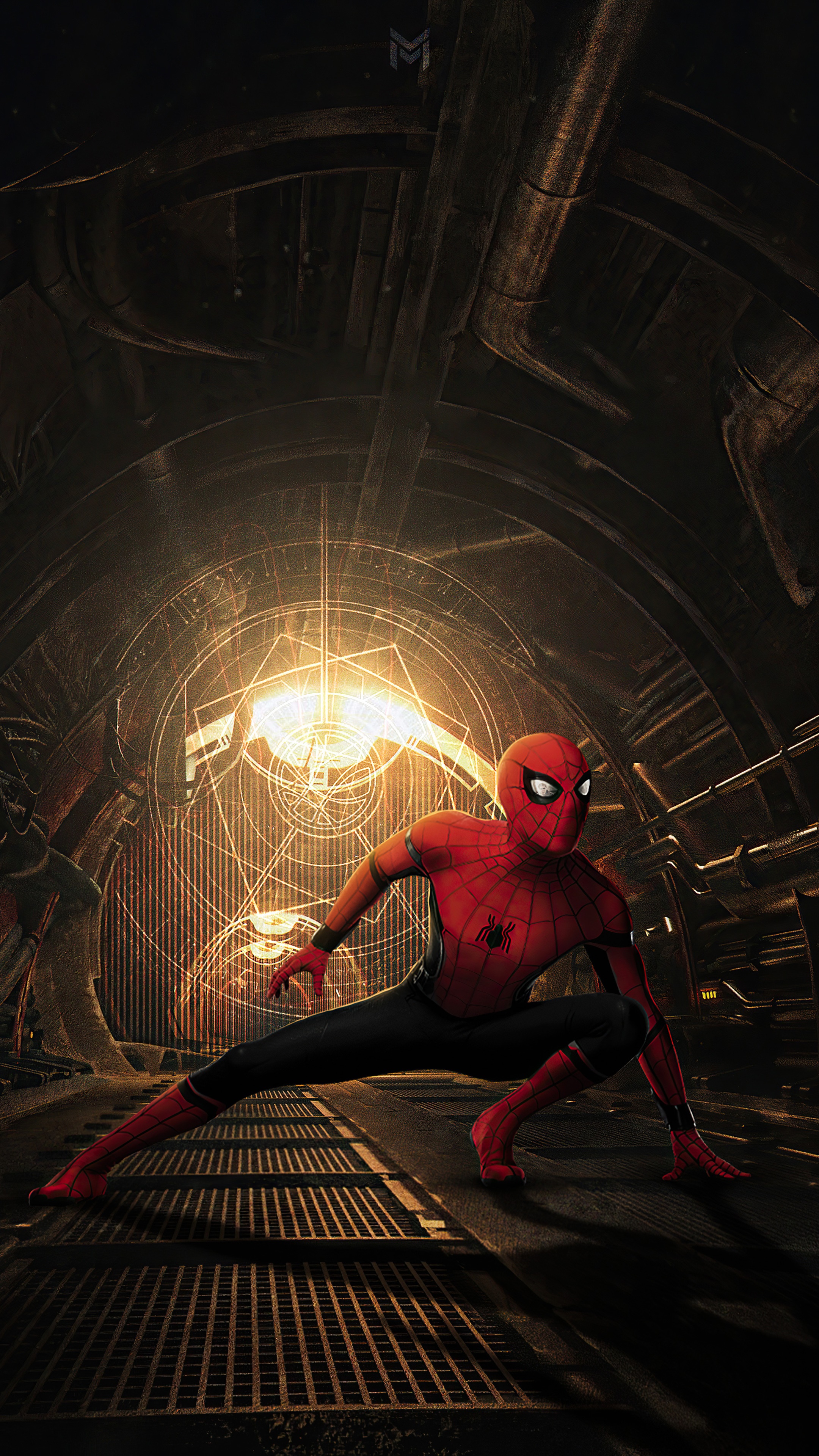Spider-Man from Marvel in a sci-fi environment HD Phone Wallpaper