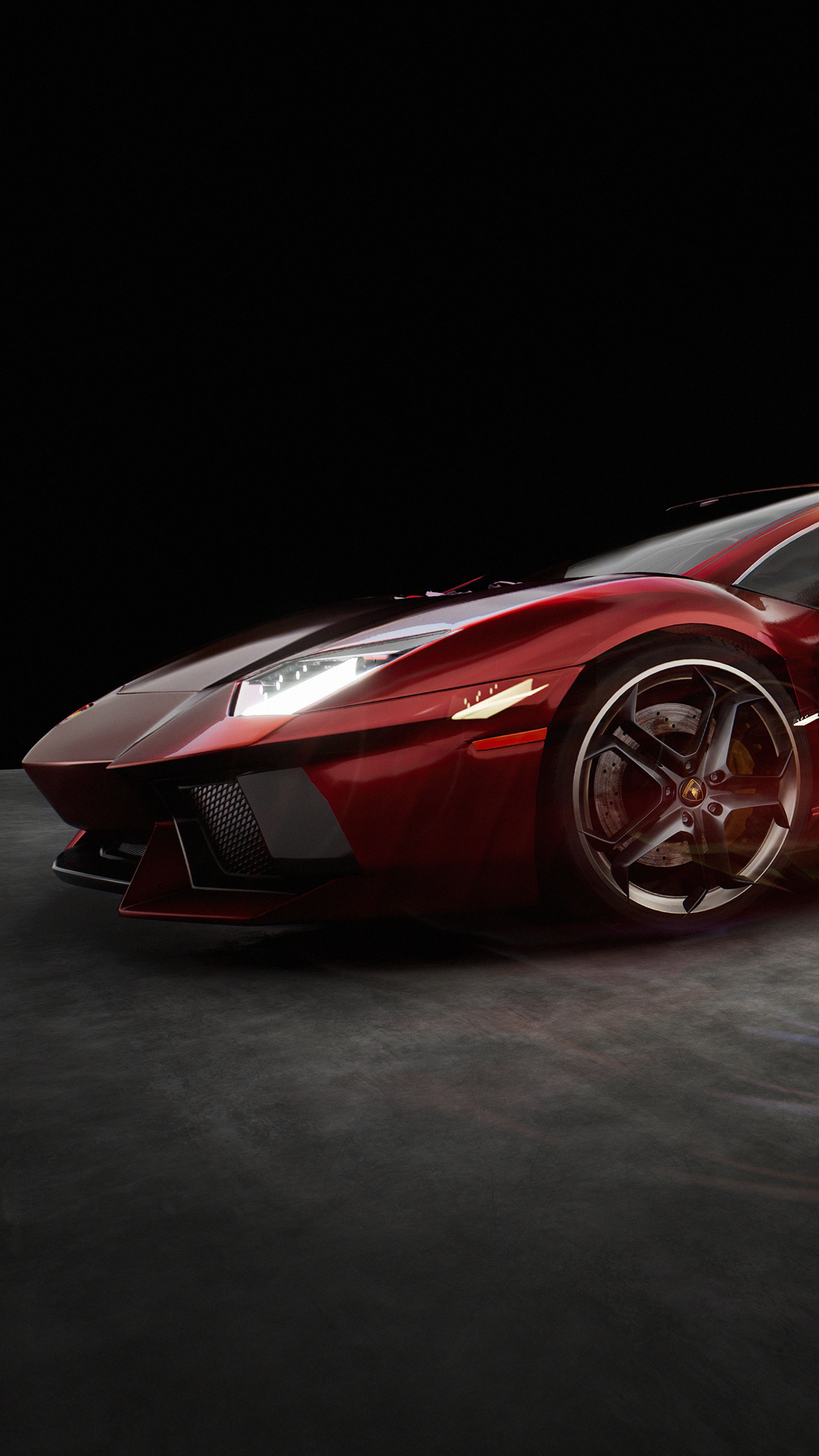 Red Lamborghini Aventador front view HD Phone Wallpaper