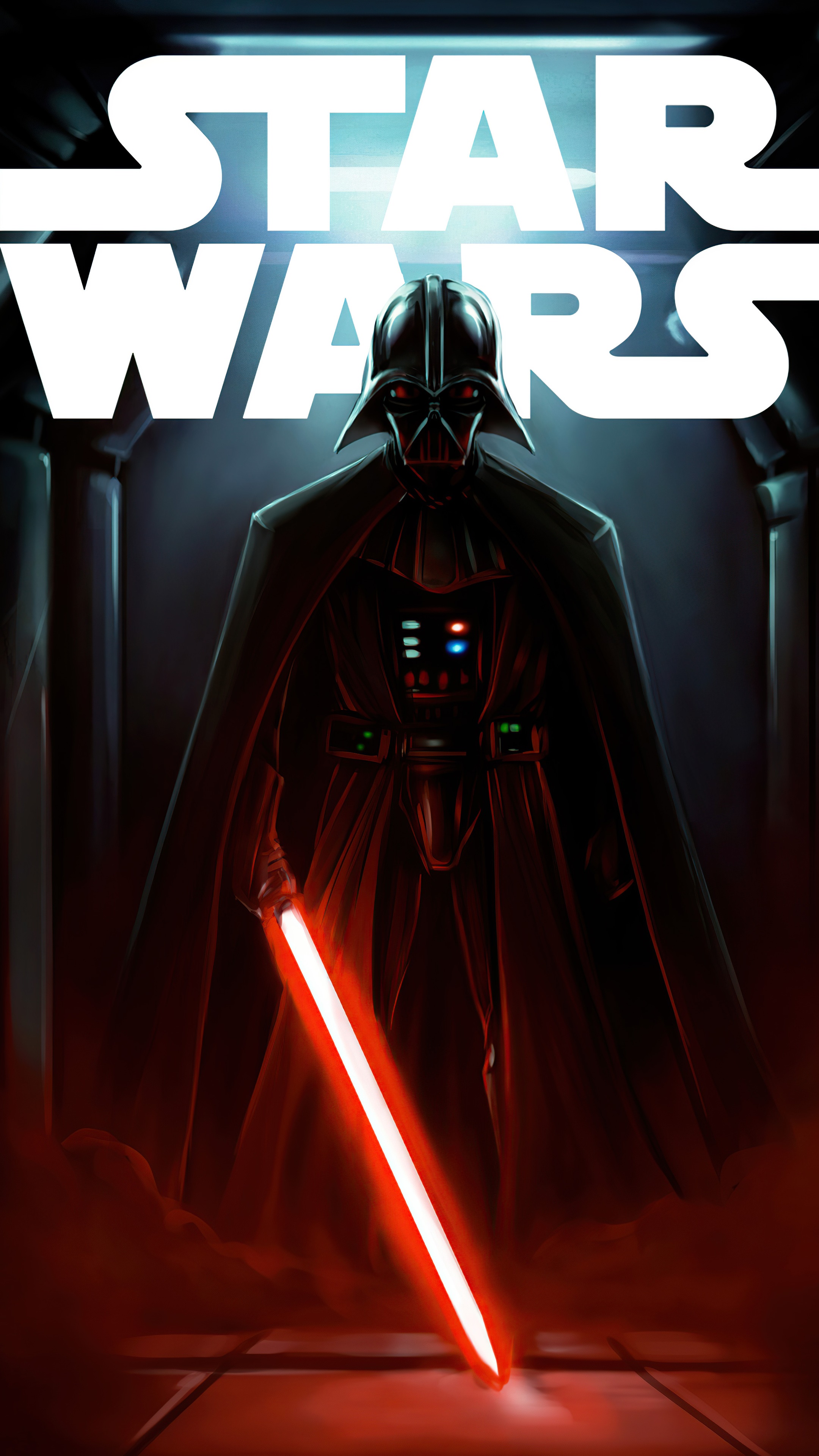 Darth Vader from Star Wars holding a lightsaber HD Phone Wallpaper