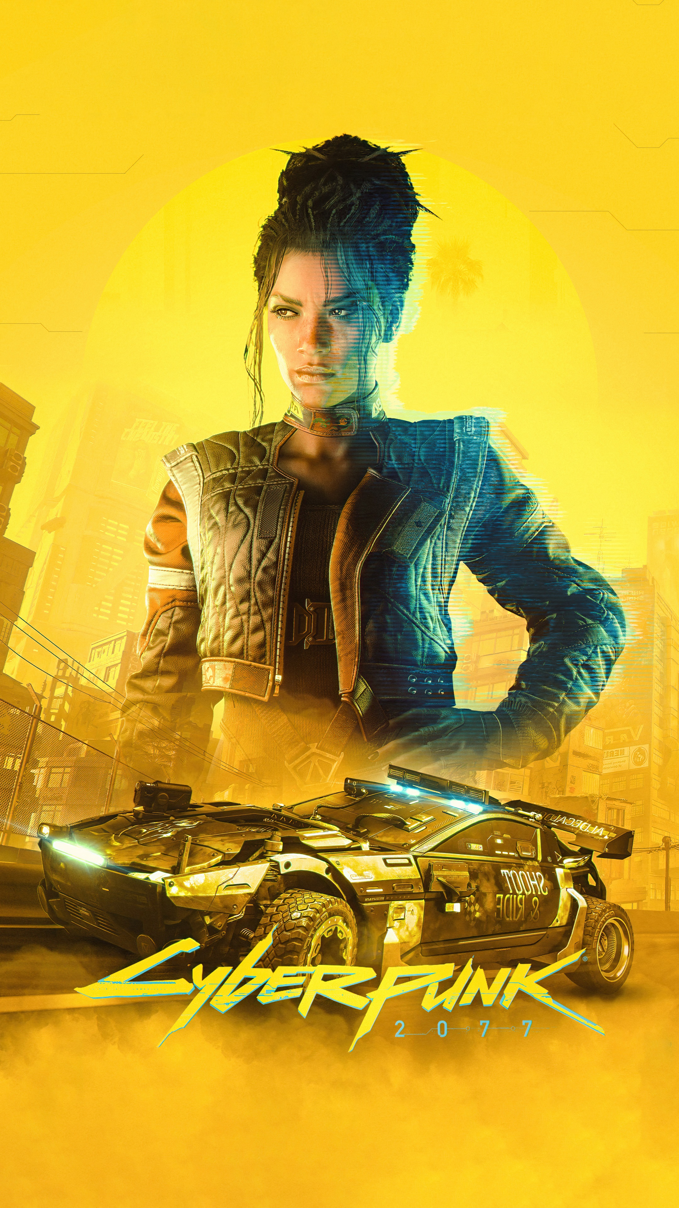 Judy Alvarez and car from Cyberpunk 2077 HD Phone Wallpaper