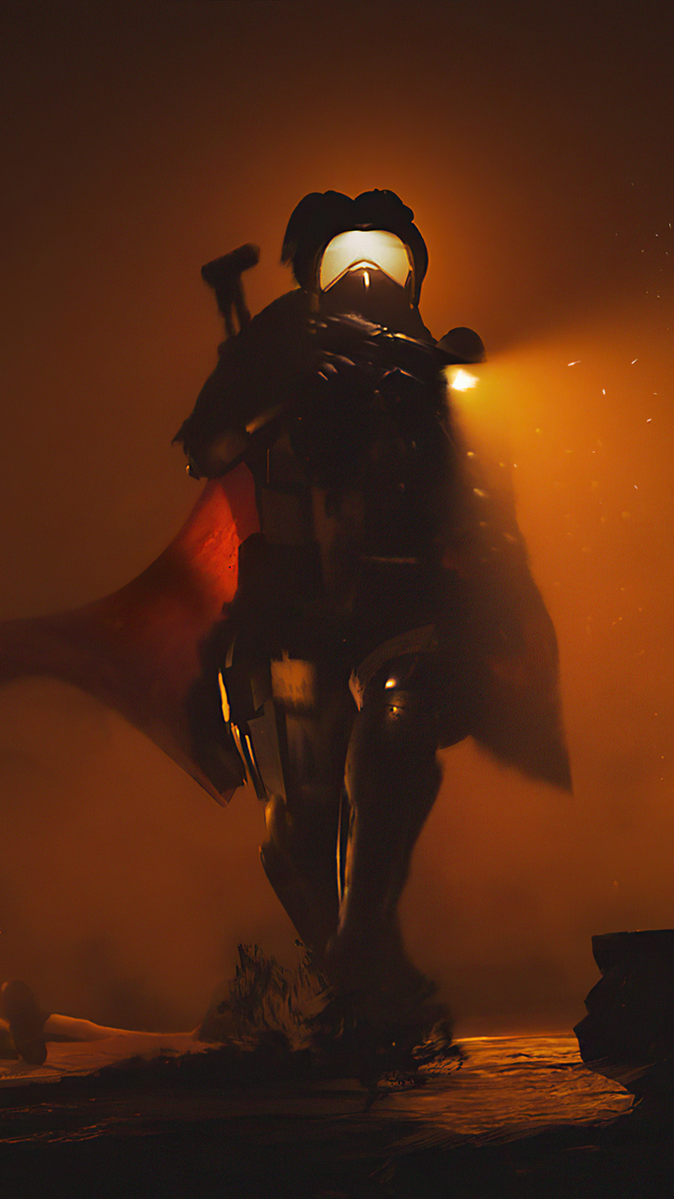 Soldier with red cape and helmet HD Phone Wallpaper