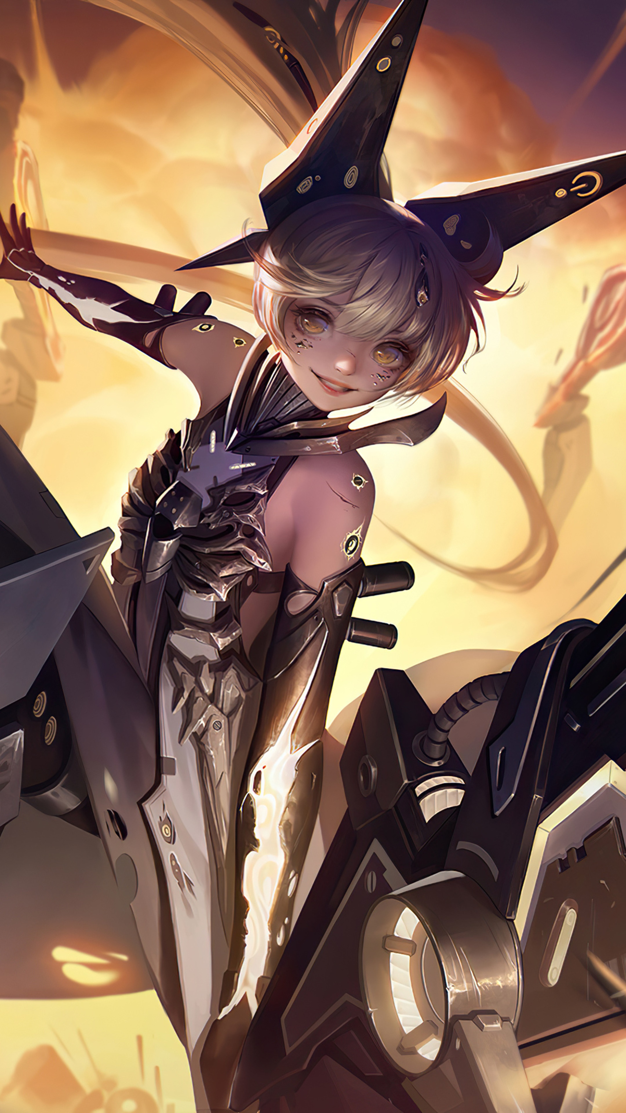 Artwork of a character with futuristic armor HD Phone Wallpaper