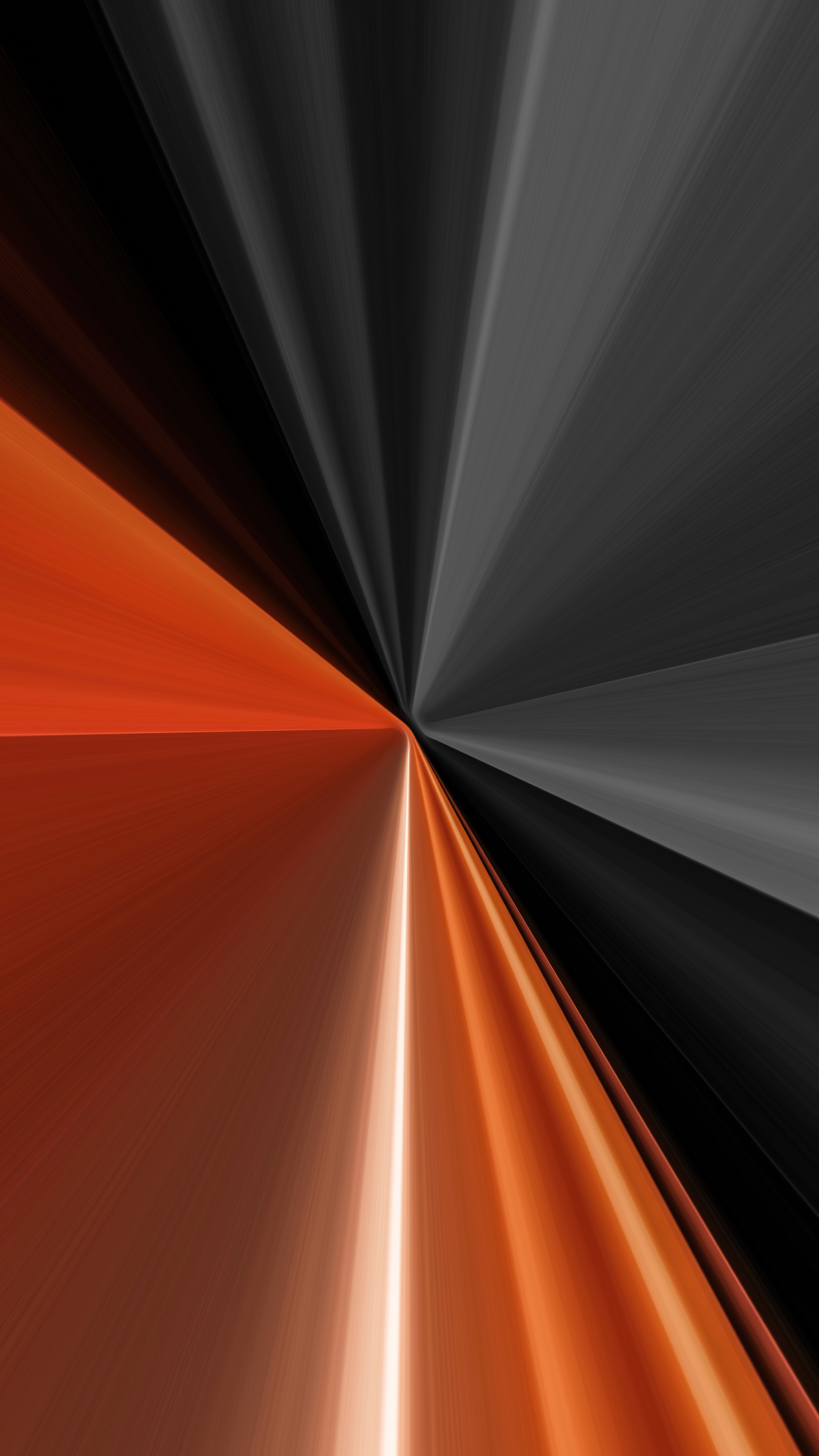 Abstract digital art with orange and black rays HD Phone Wallpaper