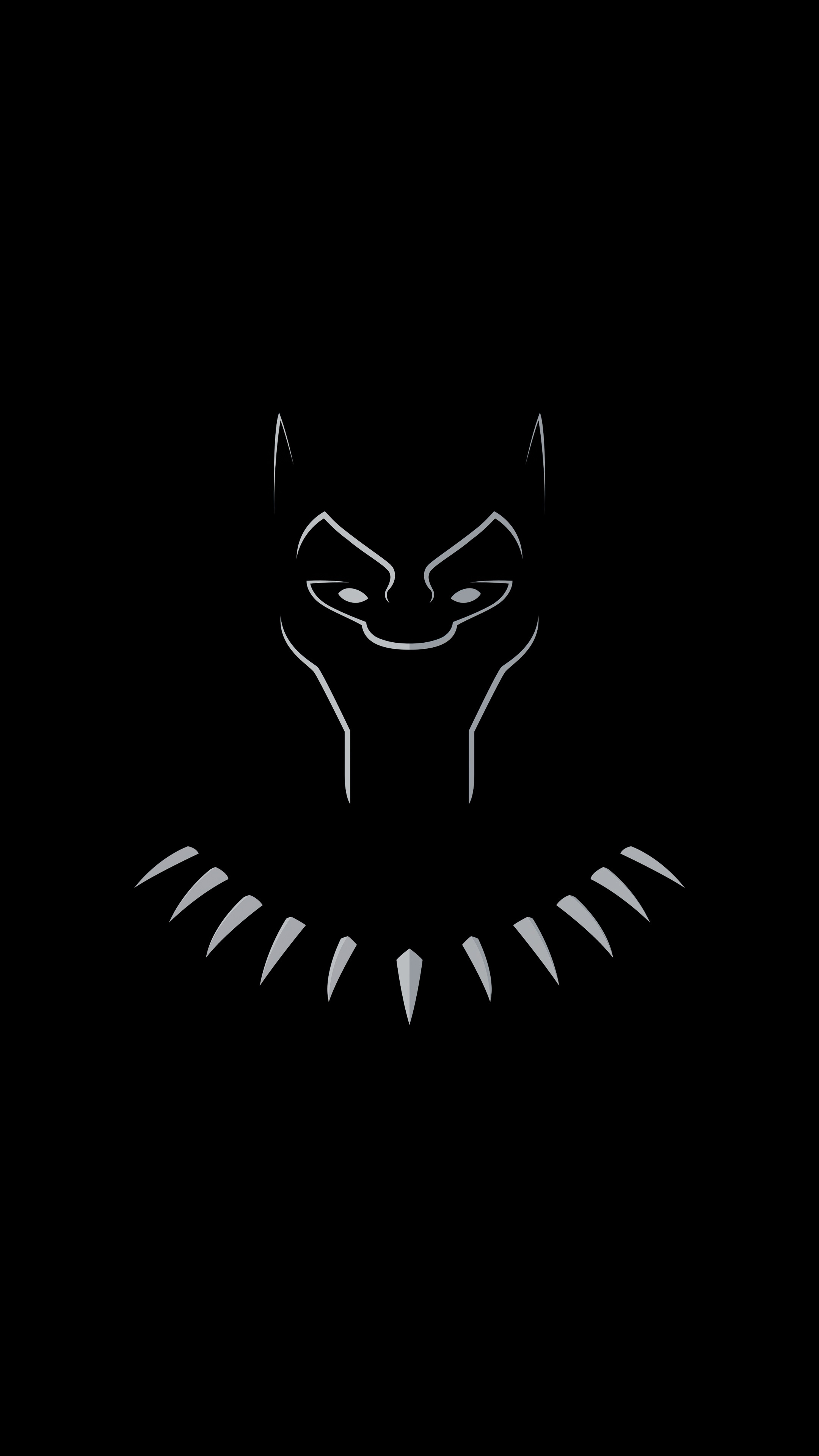 Black Panther minimalist logo HD Phone Wallpaper
