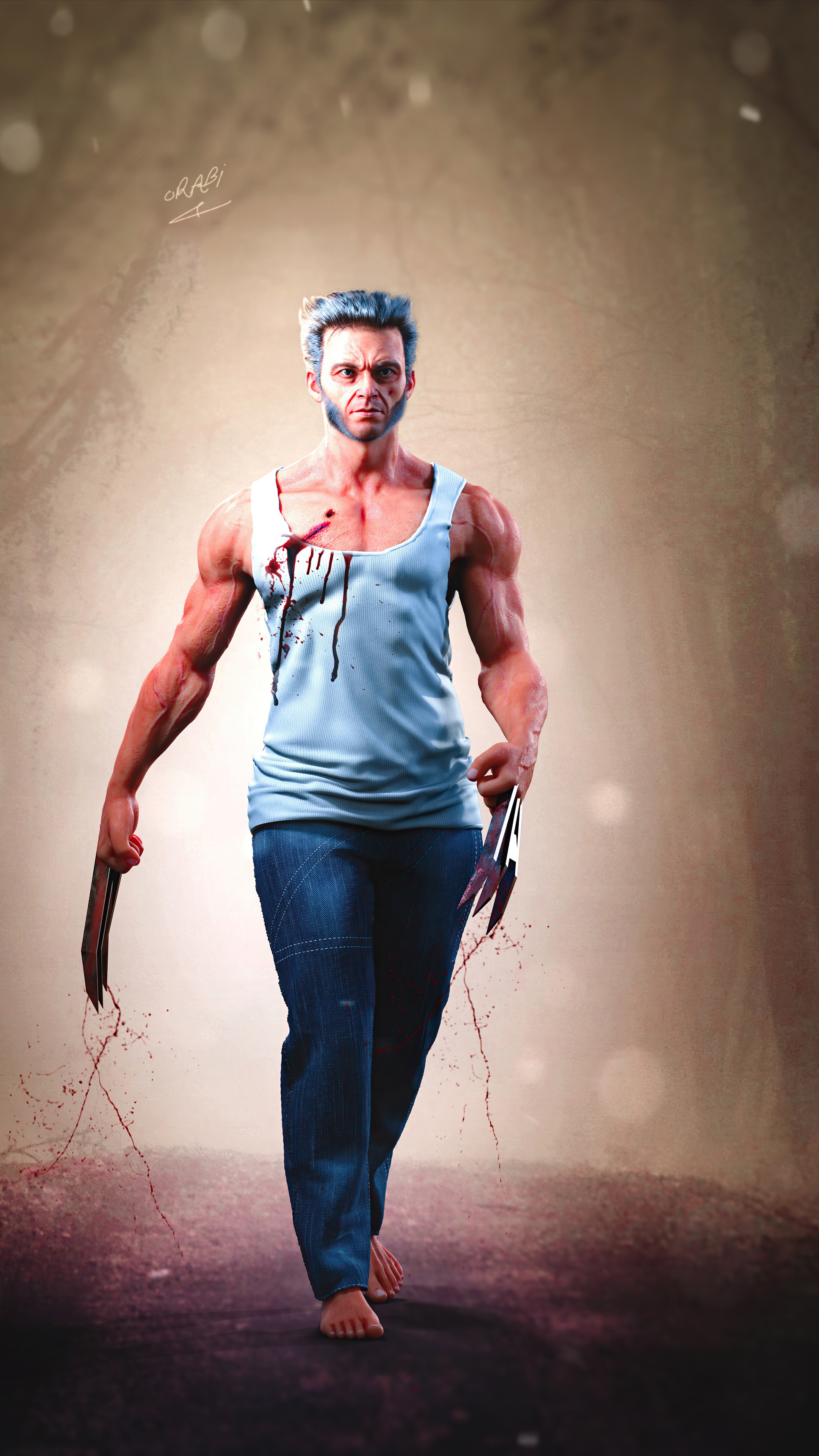 Wolverine from X-Men with adamantium claws HD Phone Wallpaper